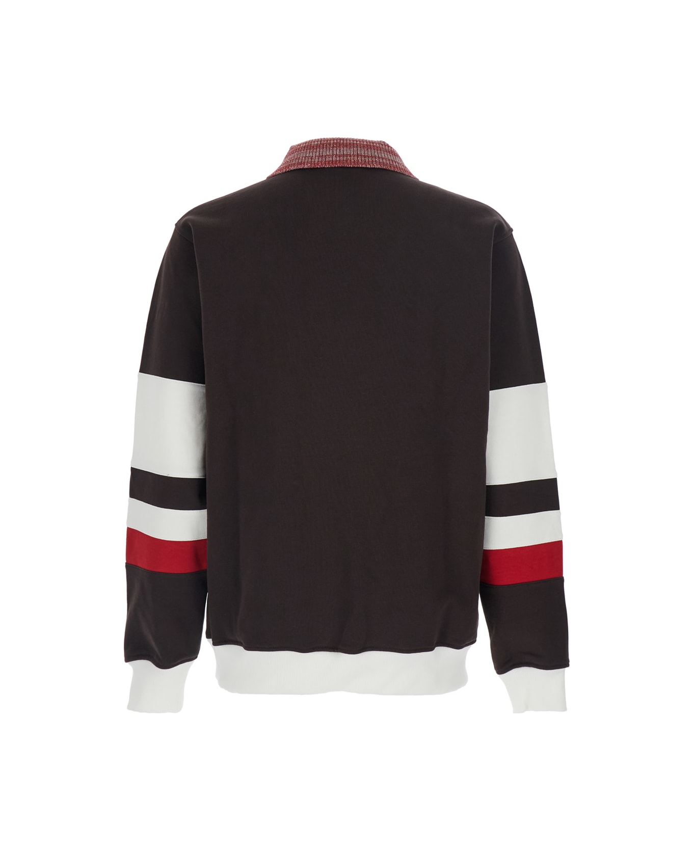 Drôle de Monsieur Brown Polo Collar Sweatshirt With Front Lettering Logo In Cotton Man - Brown