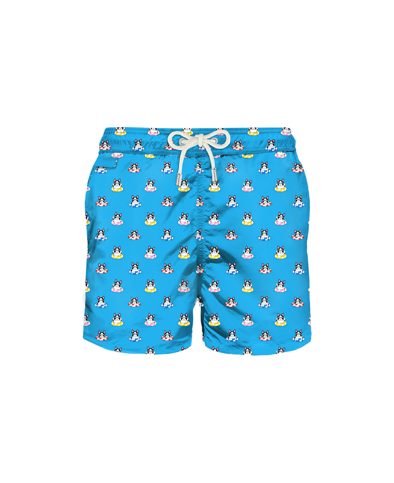 MC2 Saint Barth Man Light Fabric Swim Shorts With Dog Print - BLUE