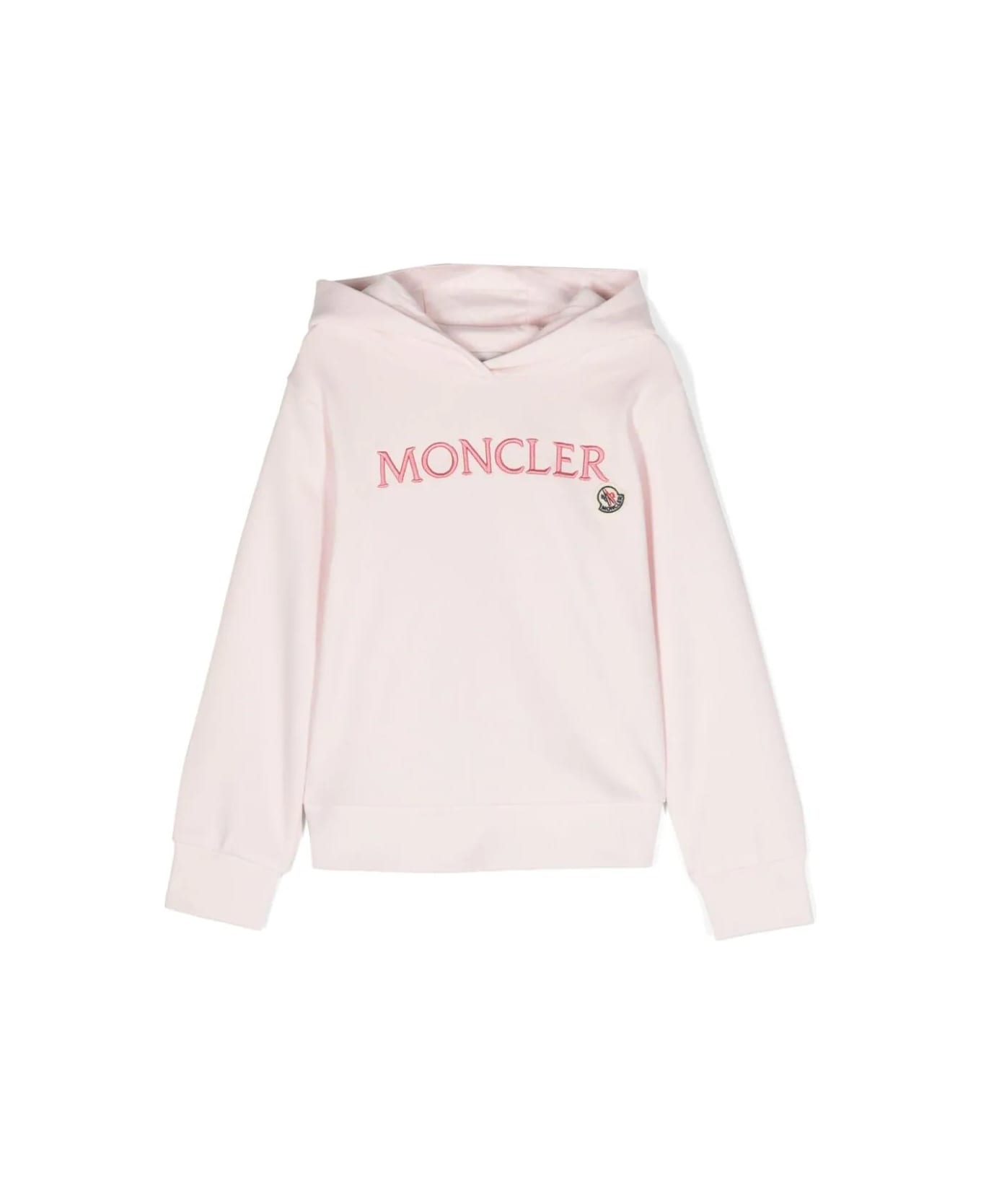 Moncler Pink Hoodie With Embroidered Lettering Logo - Pink