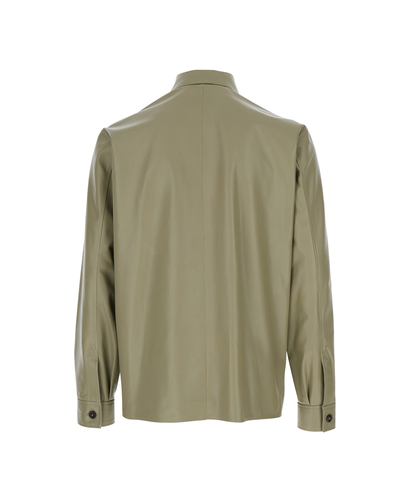ARMA 
lush
 Green Shirt With Classic Collar And Contrasting Buttons In Leather Man - Green