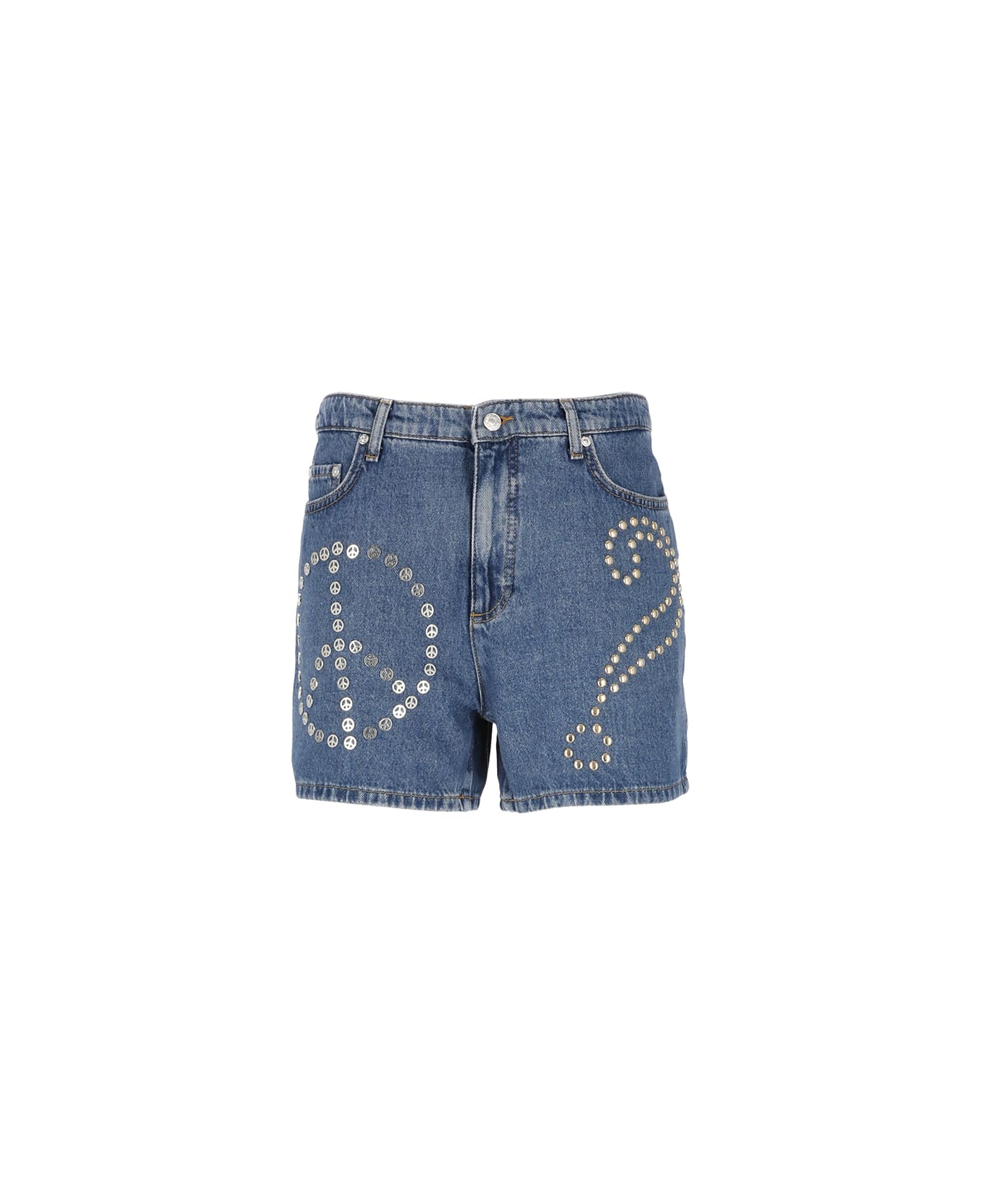 M05CH1N0 Jeans Shorts With Stud - Blue
