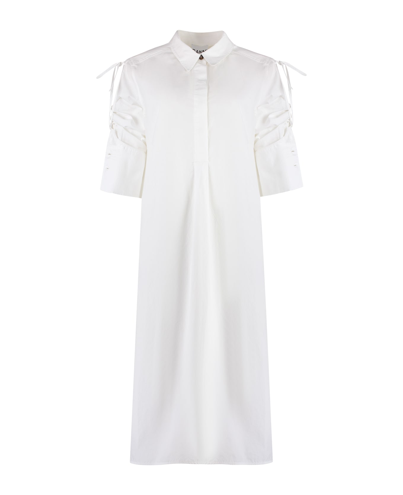 Ganni Oversize Cotton Shirtdress - White