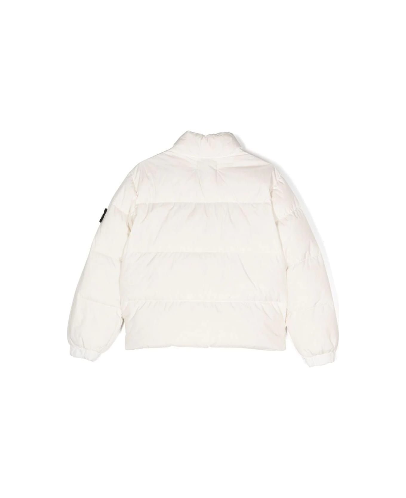 Stone Island Junior White Dyed Crinkle Reps R-ny Brown Jacket - WHITE