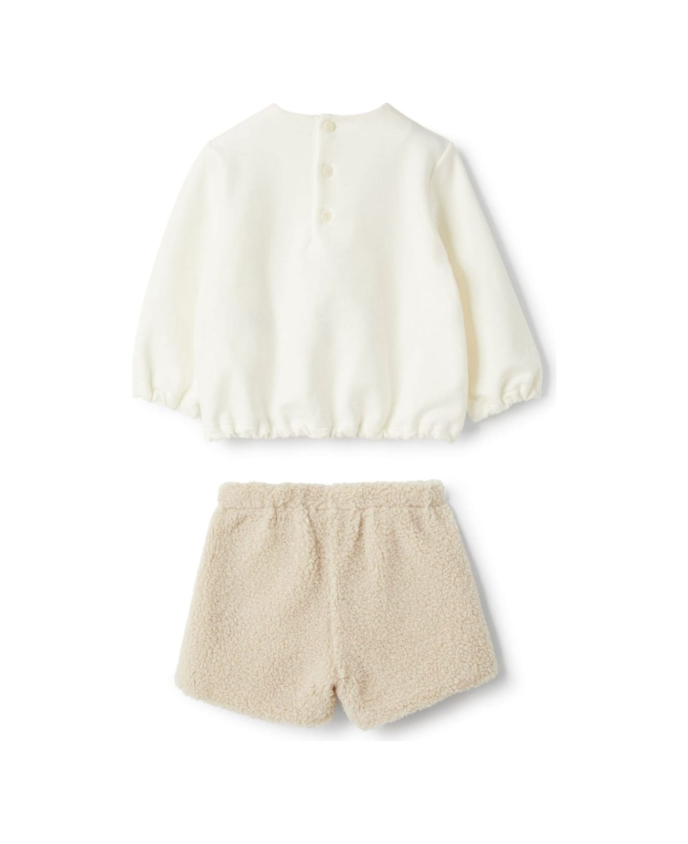 Il Gufo Cotton Fleece And Curly Fabric Set In White - White