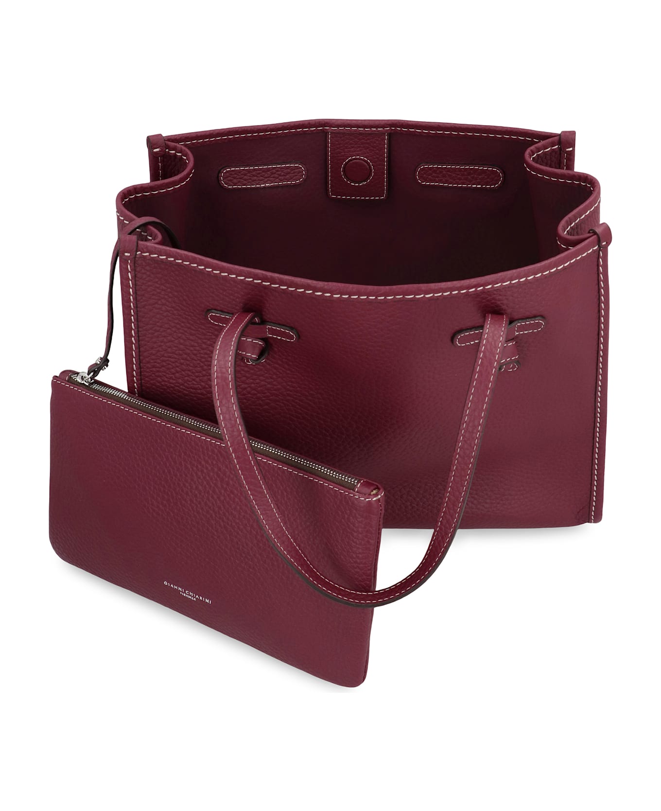 Gianni Chiarini Marcella Leather Tote - Red-purple or grape