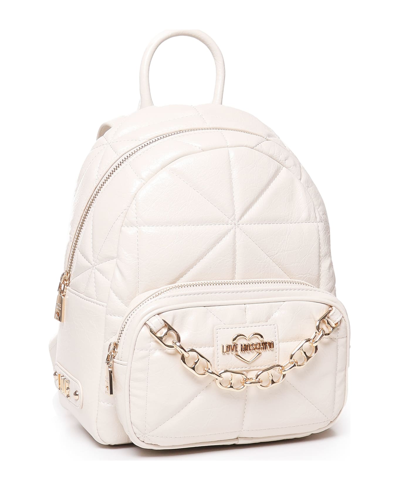 Love Moschino Quilted Rounded Geometric Backpack - White