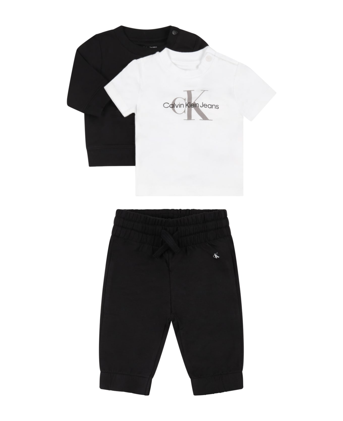 Calvin Klein Multicolor Set For Baby Kids With Logo - Black