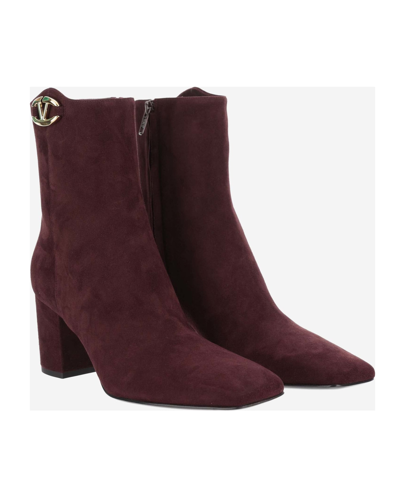 Valentino Garavani Vlogo The Bold Edition Suede Ankle Boot - Bordeaux