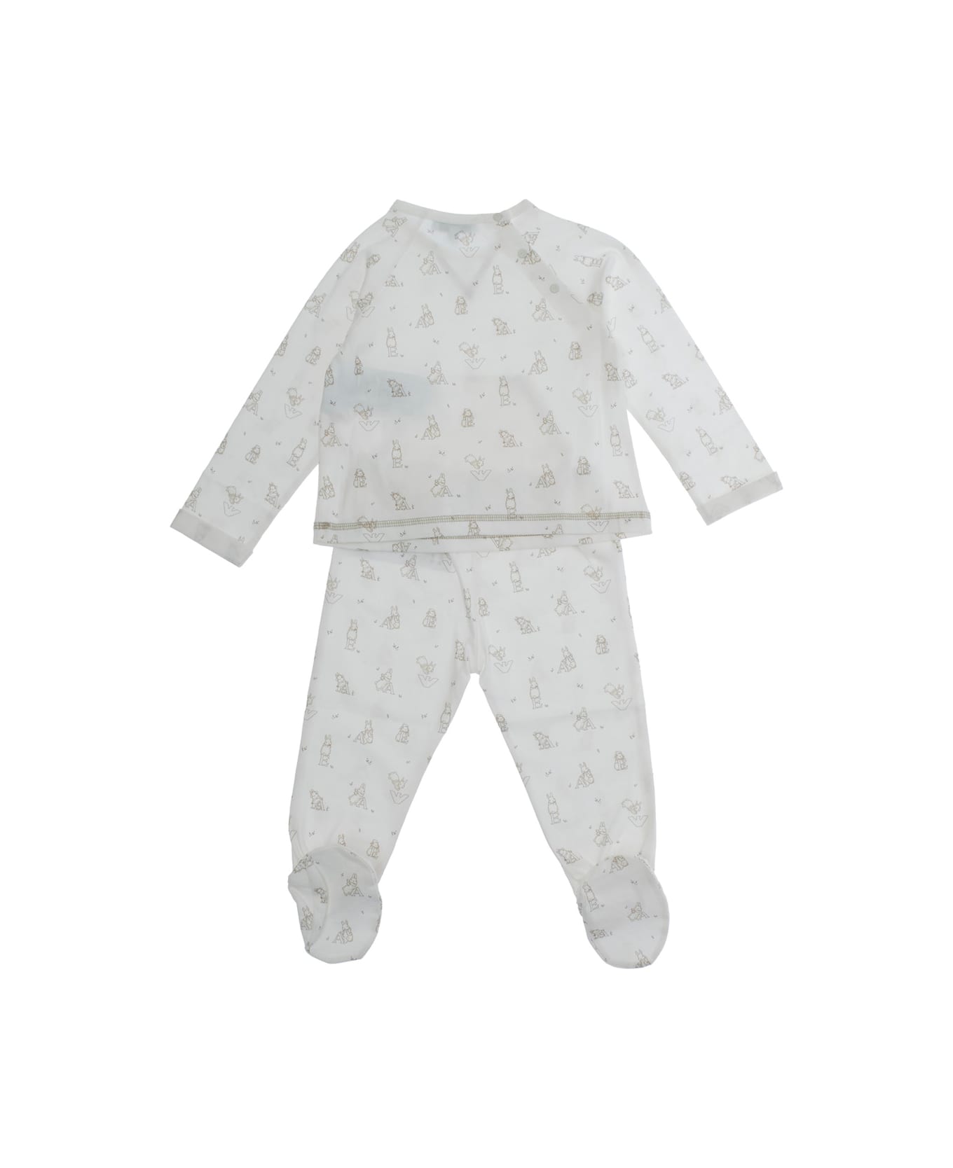 Emporio Armani White Set Of Two With All-over Motif In Cotton Baby - White