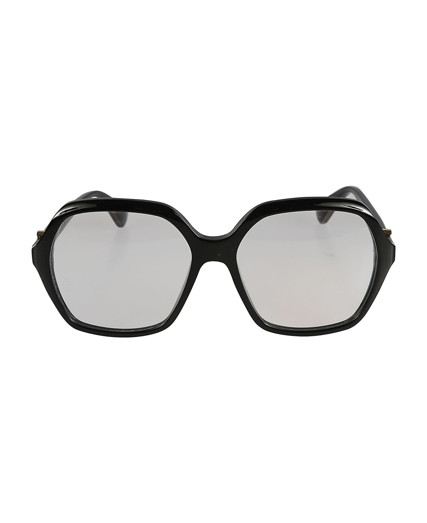 Cartier Eyewear Pentagon Rim Clear Lens Glasses - Black/Transparent アイウェア