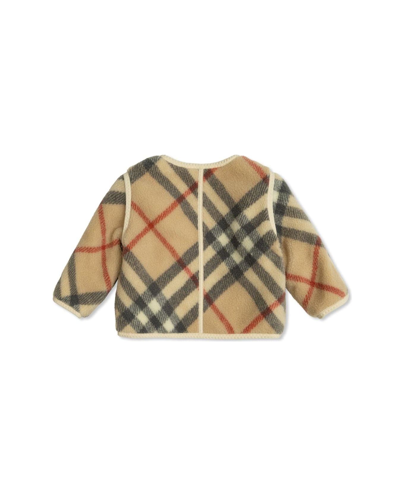 Burberry Checked Zipped Fleece Jacket - MULTICOLOUR