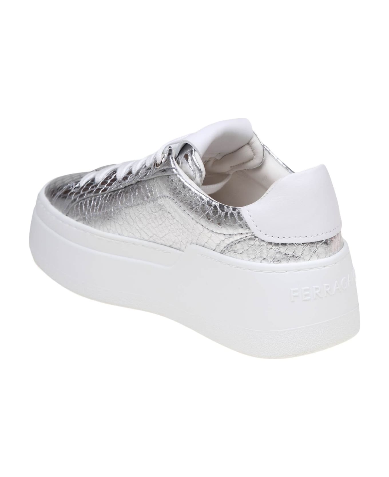 Ferragamo Sneakers Dahlia In Pelle Colore Argento - Silver ウェッジシューズ