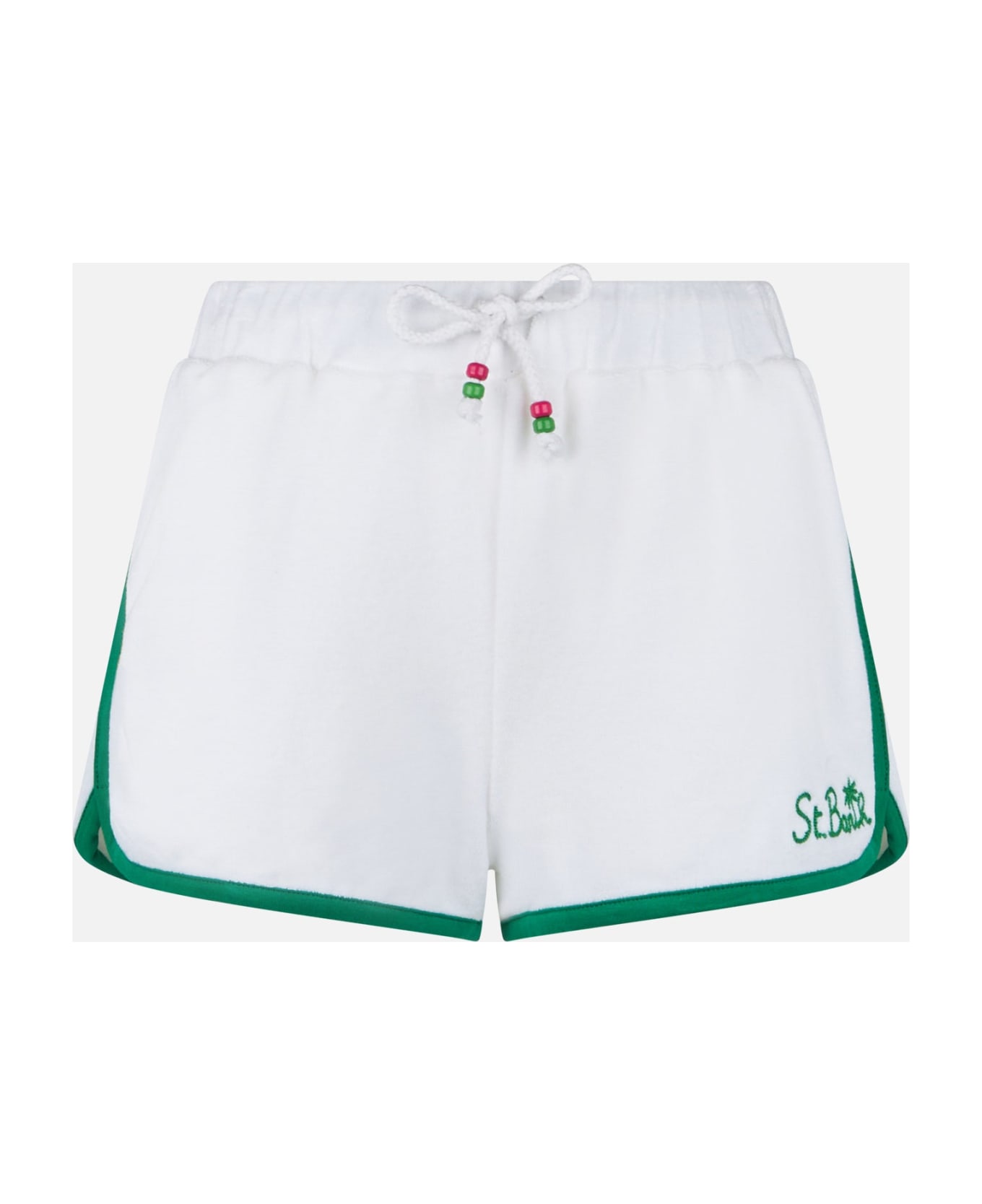 MC2 Saint Barth Terry Cotton Short Pants With Piping - WHITE