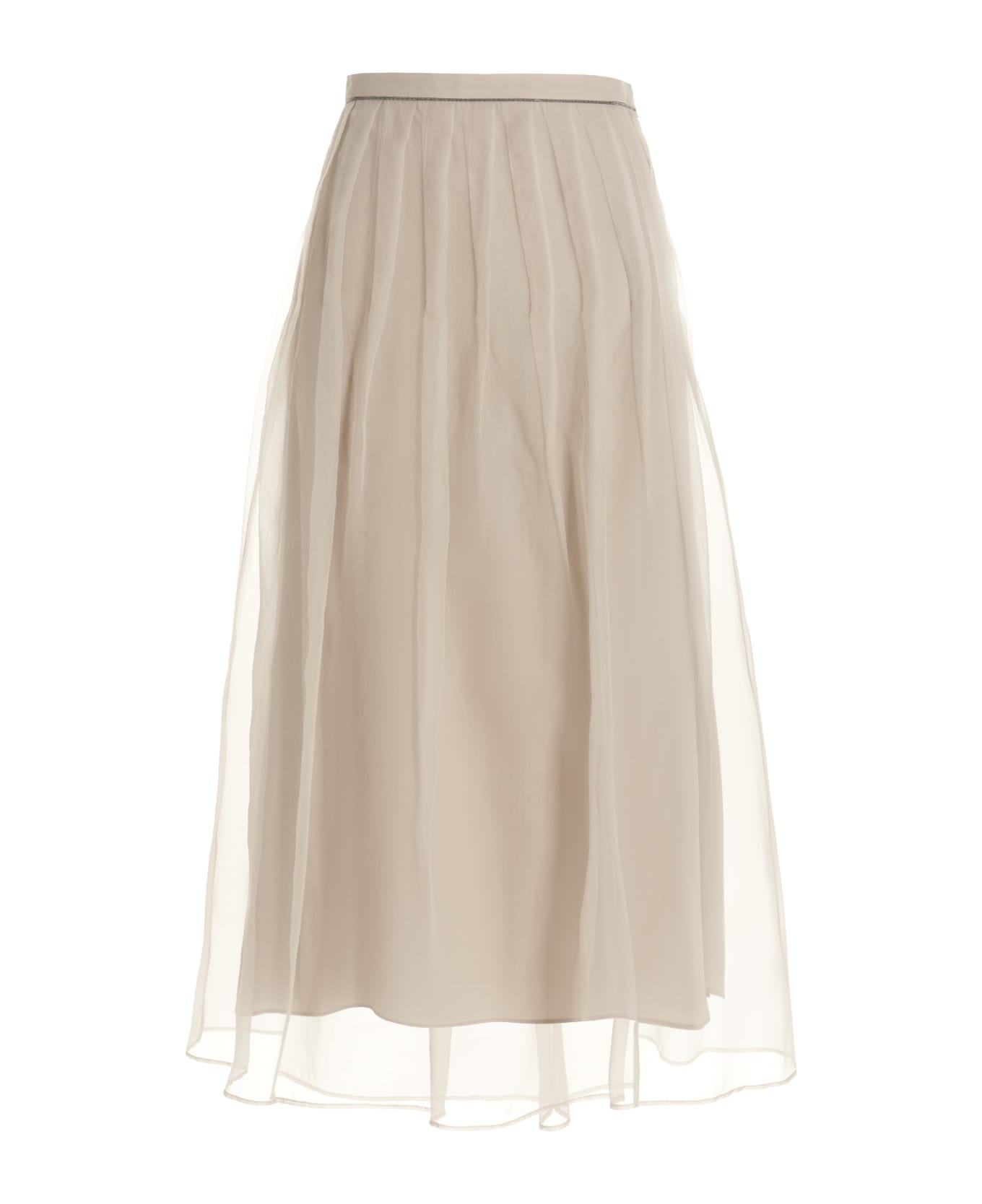 Brunello Cucinelli 
monile
 Detail Silk Skirt - Cream