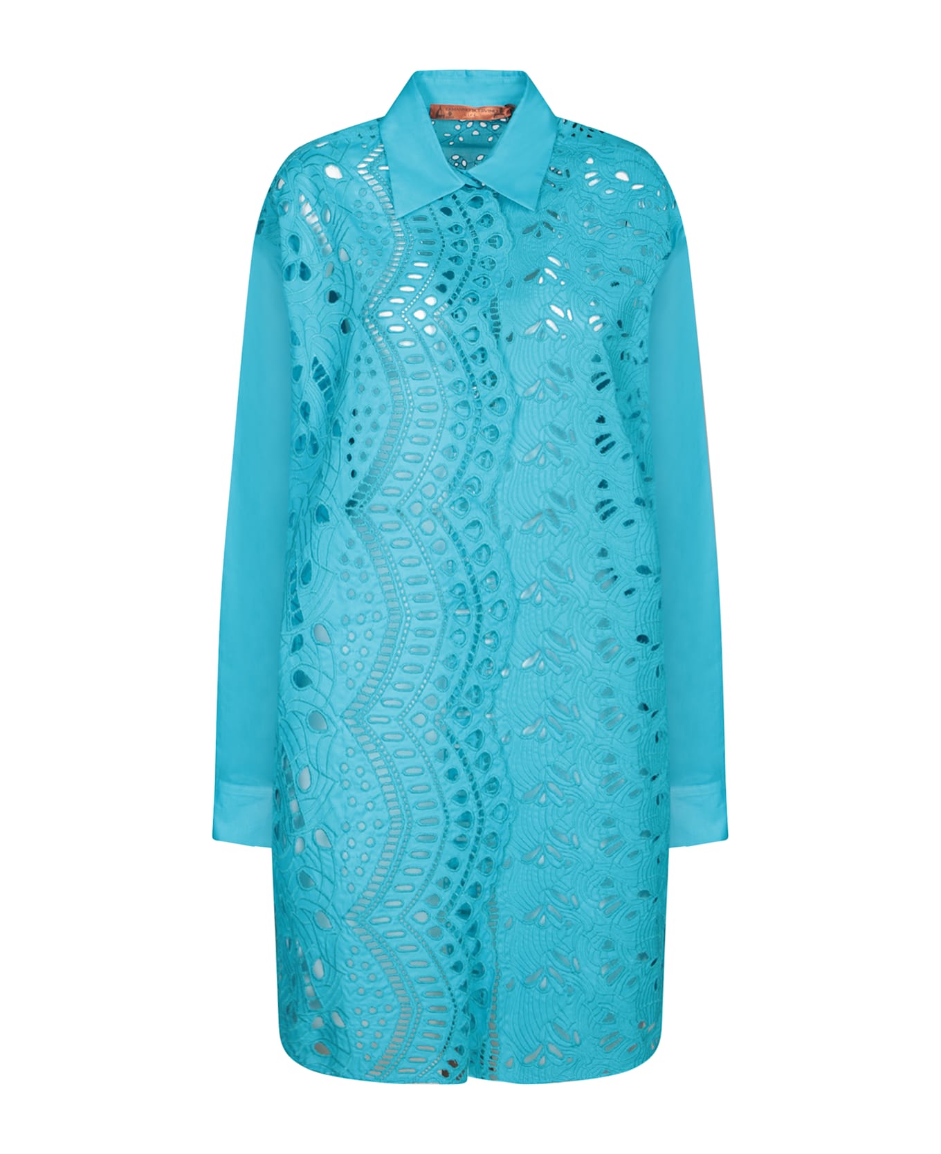 Ermanno Scervino Oversized Blue Sangallo Shirt - Blue
