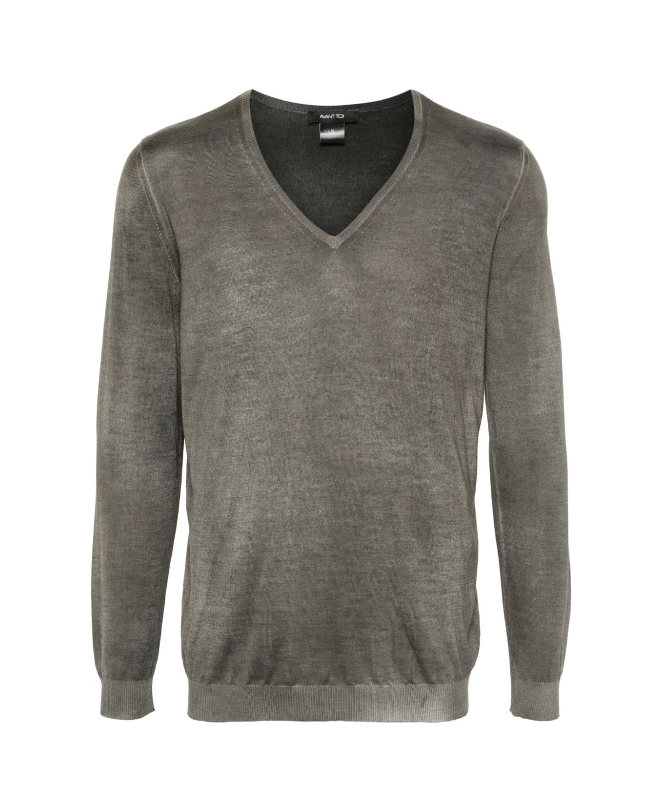 Avant Toi Camouflage Effect V Neck Pullover - Taupe