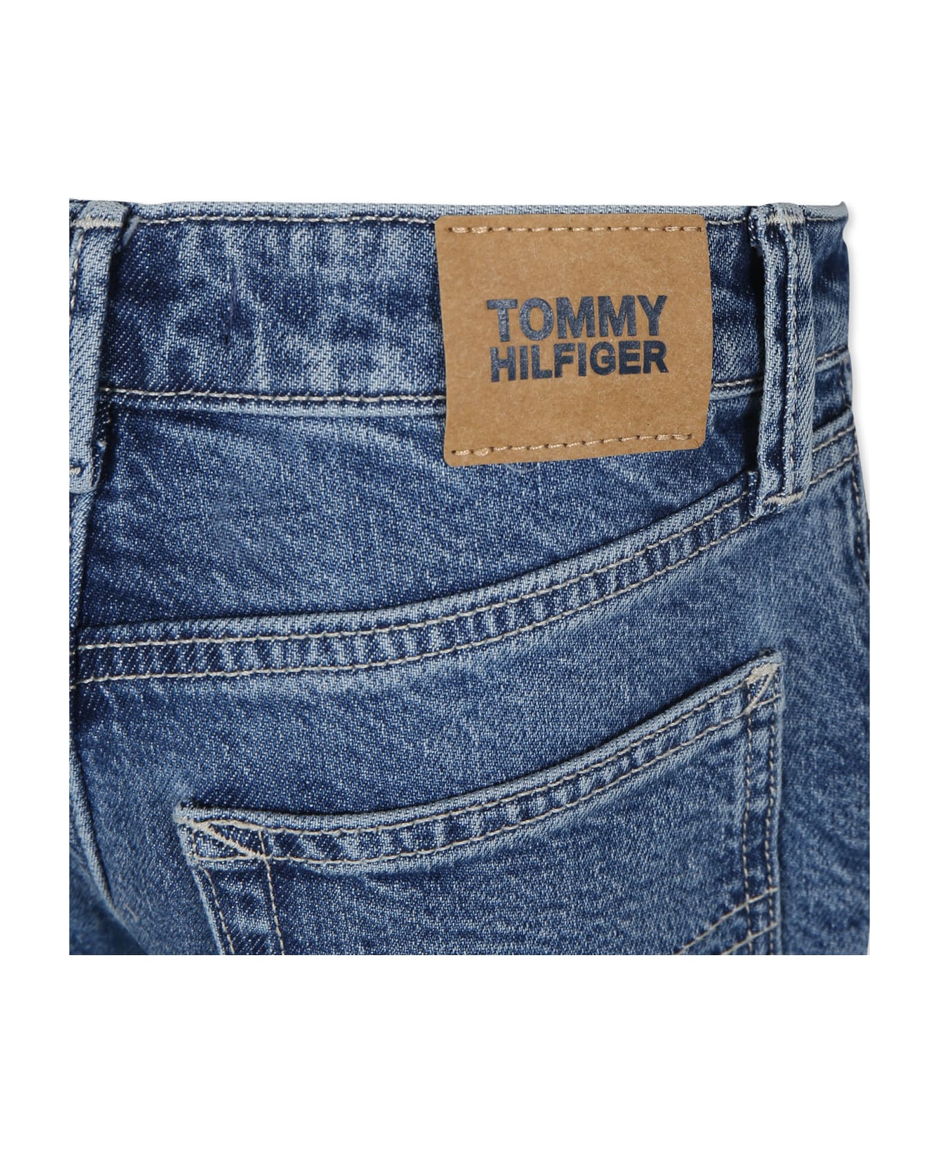 Tommy Hilfiger Blue Jeans For Boy With Flag - Denim