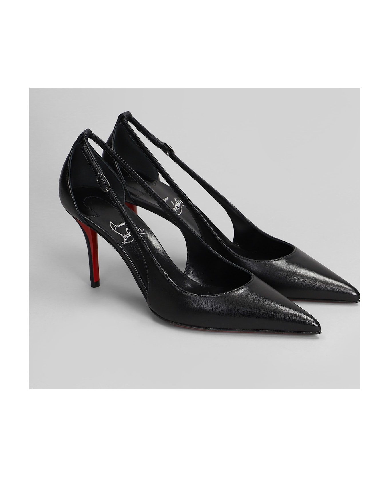 Christian Louboutin Apostrophatoric 80 Pumps In Black Leather - Black/lin Black