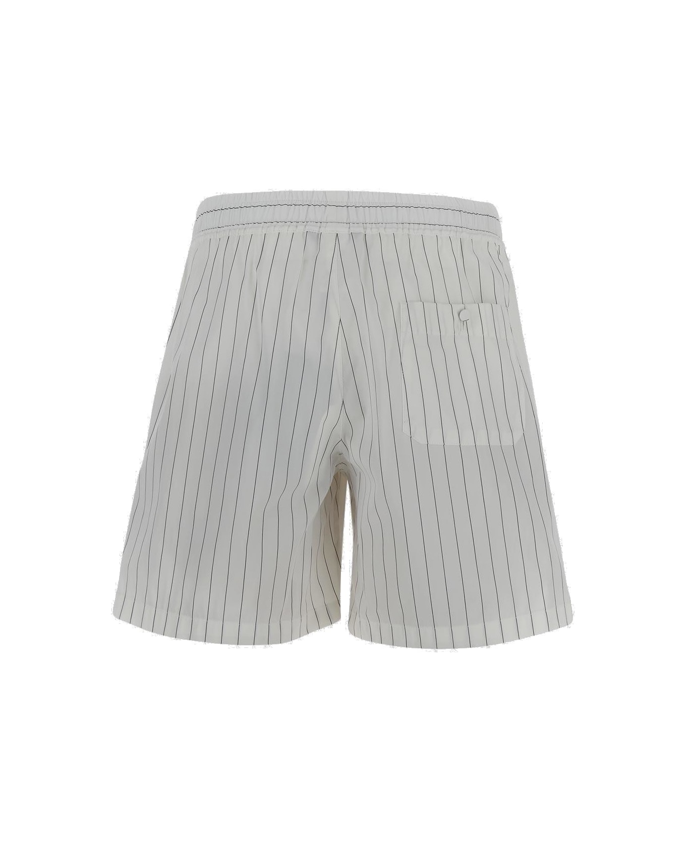 Dolce & Gabbana Striped Elastic Waist Poplin Bermuda Shorts - WHITE