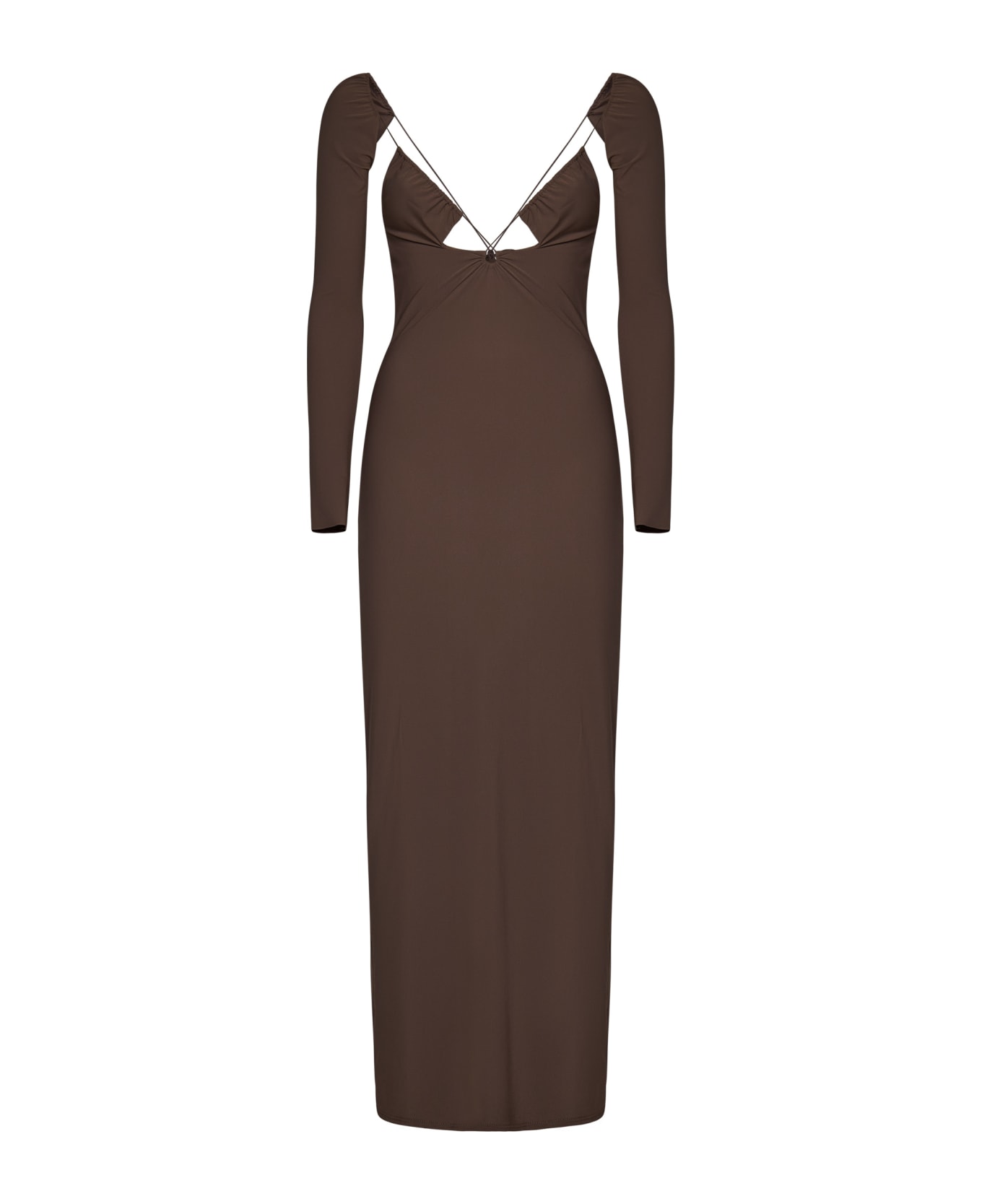 Amazuìn Issad Sleeves Long Dress - Brown ワンピース＆ドレス