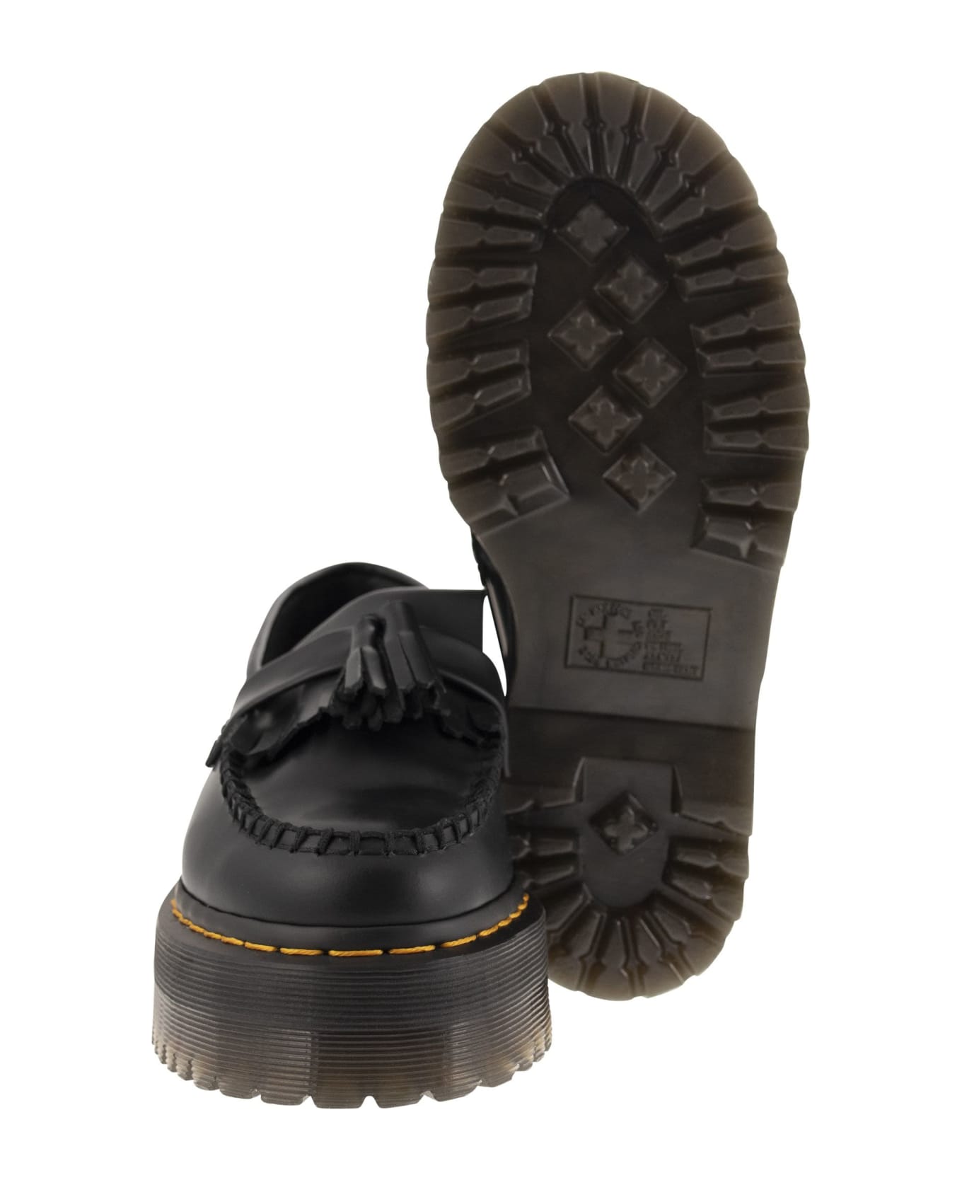 Dr. Martens Adrian Quad Leather Platform Tassle Loafers - Black