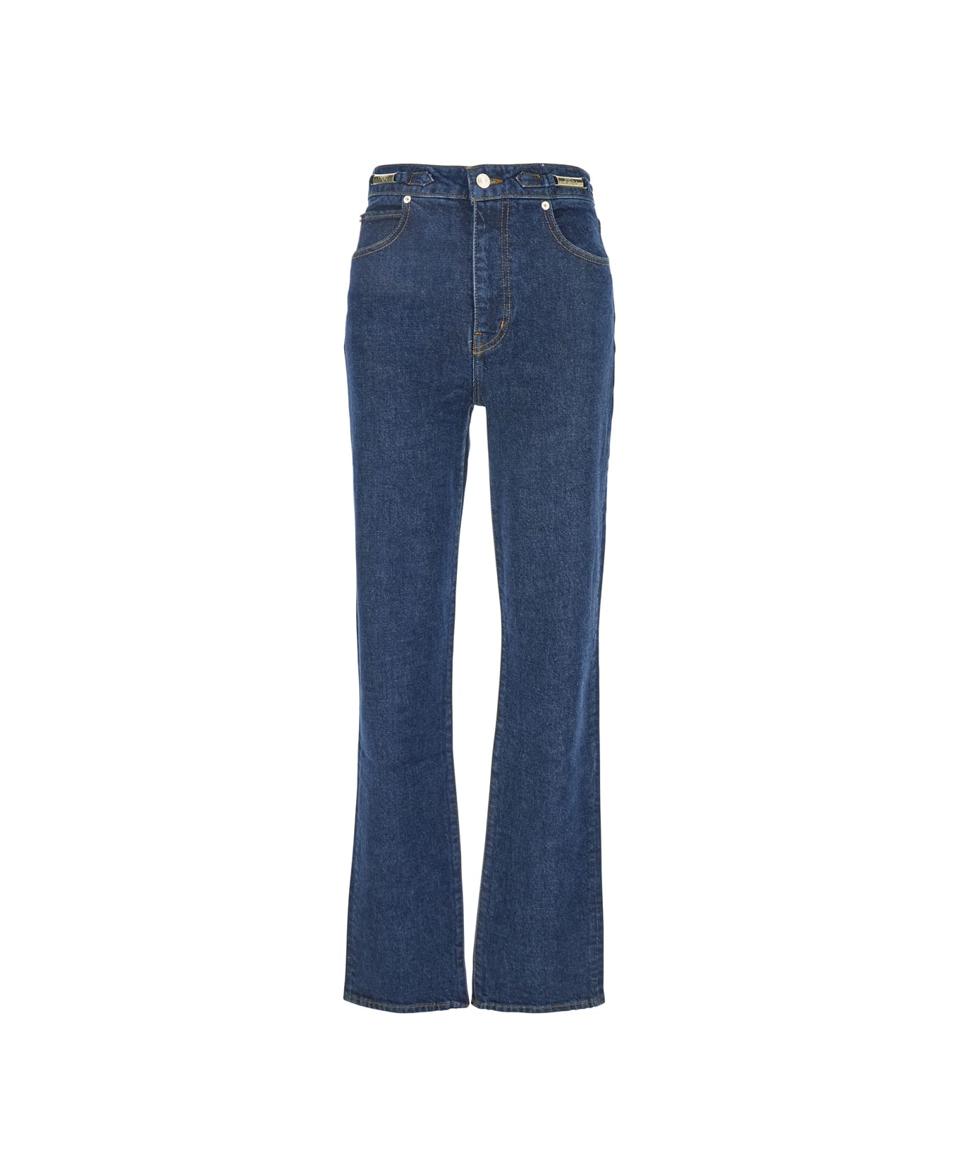 Frame 
the Ritz Ruler
 Blue Flared Jeans With Logo Plaque On The Waist And Logo Embroidery On The Rear In Denim Woman - BLUE