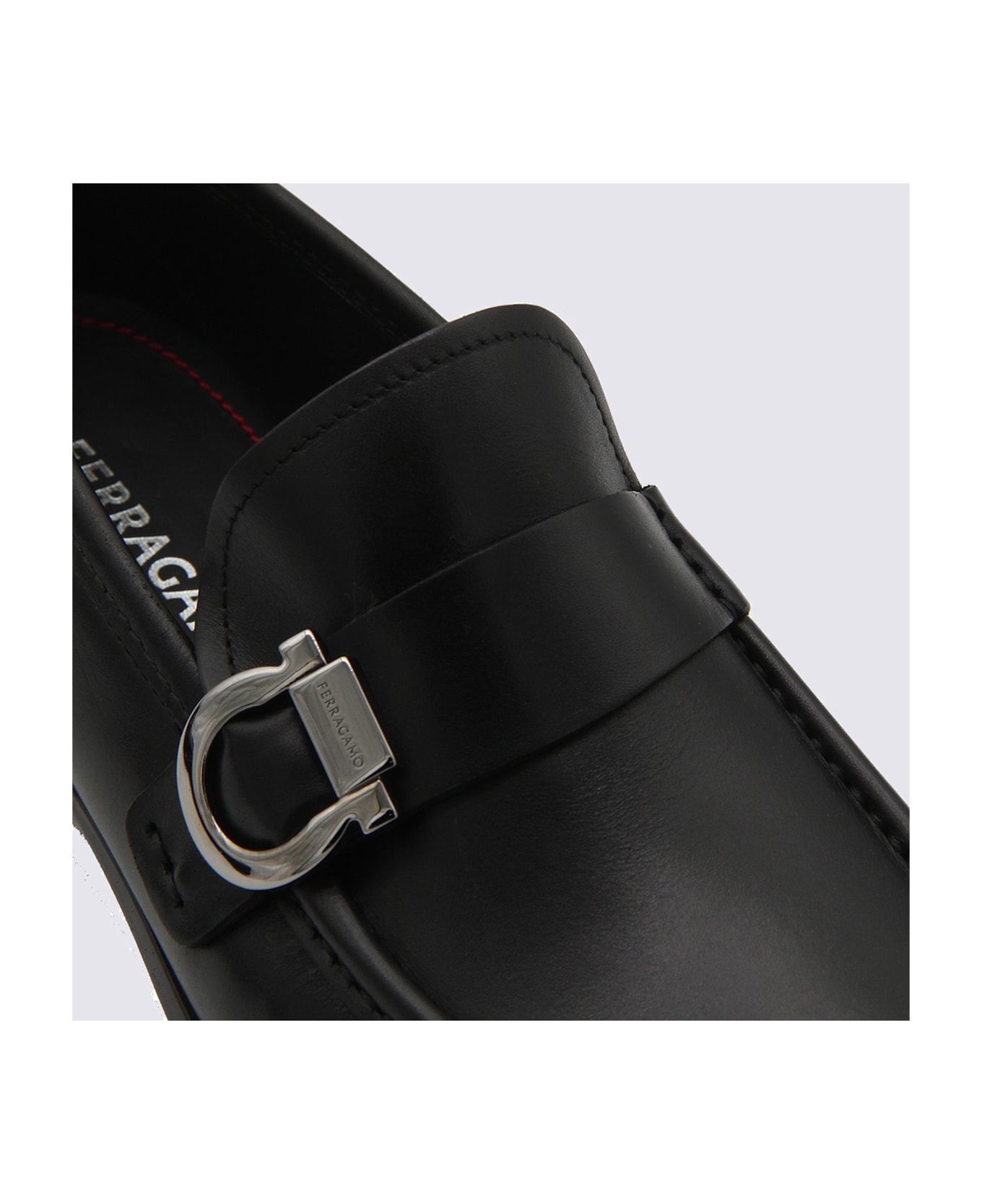 Ferragamo Black Leather Caspian Loafers - Black