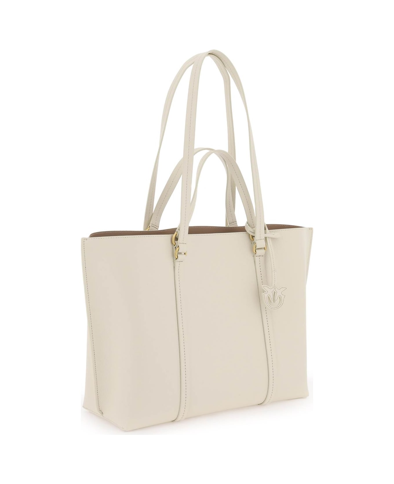 Pinko Shopper Bag - BIANCO SETA ANTIQUE GOLD (White)