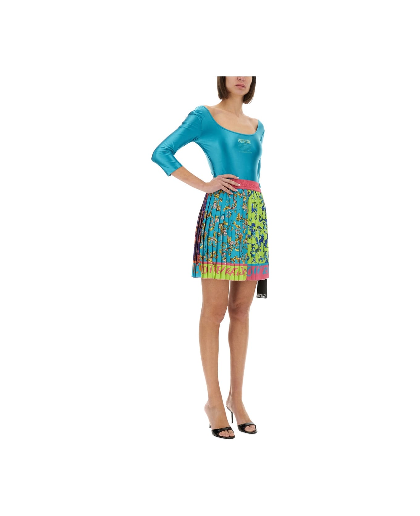 Versace Jeans Couture "outline Baroque" Mini Pleated Skirt - MULTICOLOUR