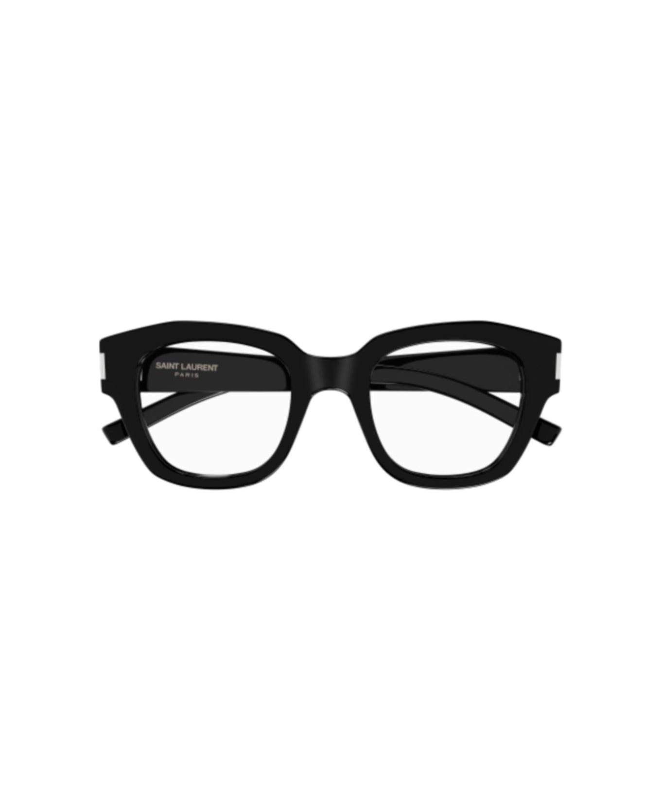 Saint Laurent Eyewear Square Frame Glasses - 001 black black transpare