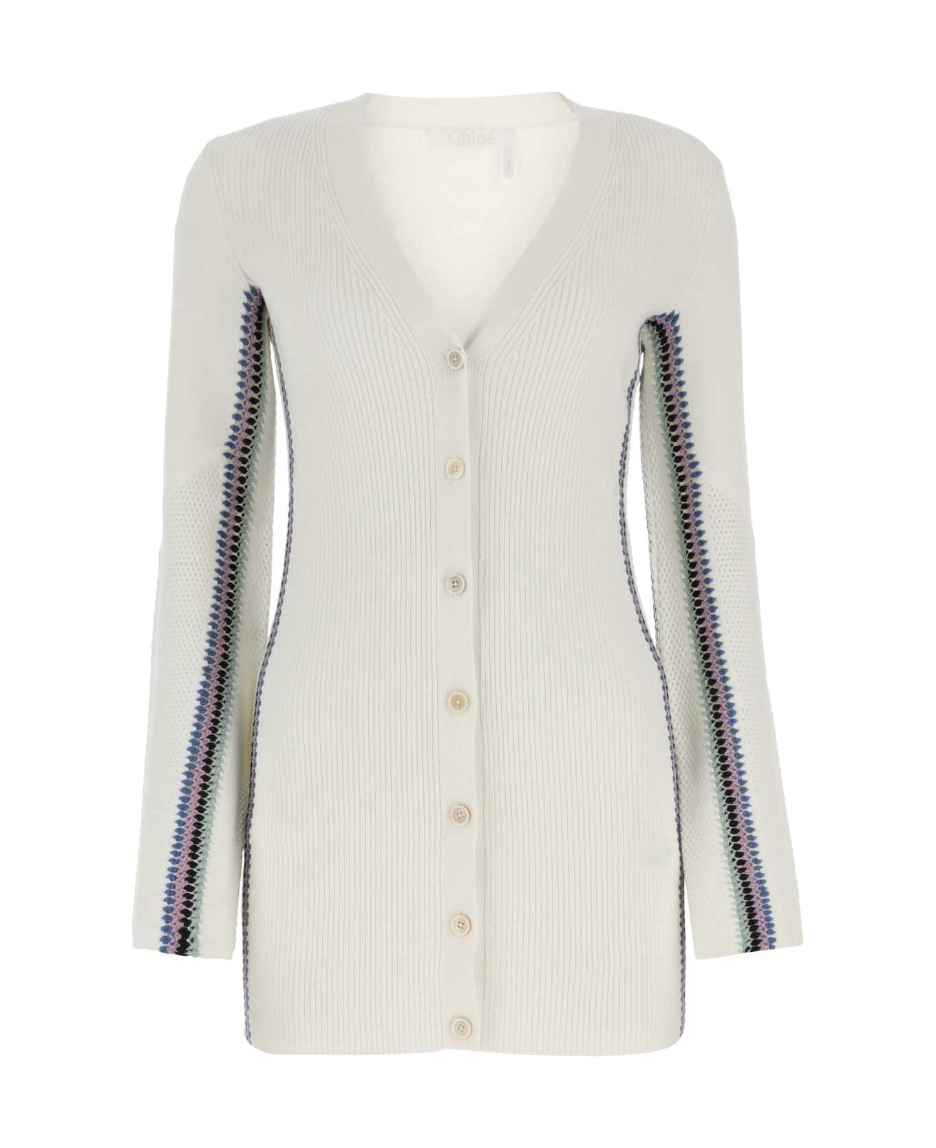 Chloé Ivory Wool Cardigan - 107
