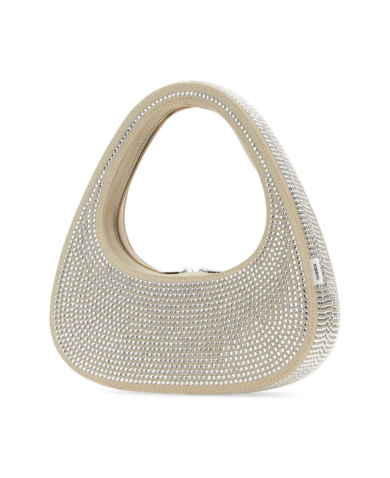 Coperni Embellished Satin Baguette Swipe Handbag - BEIGE