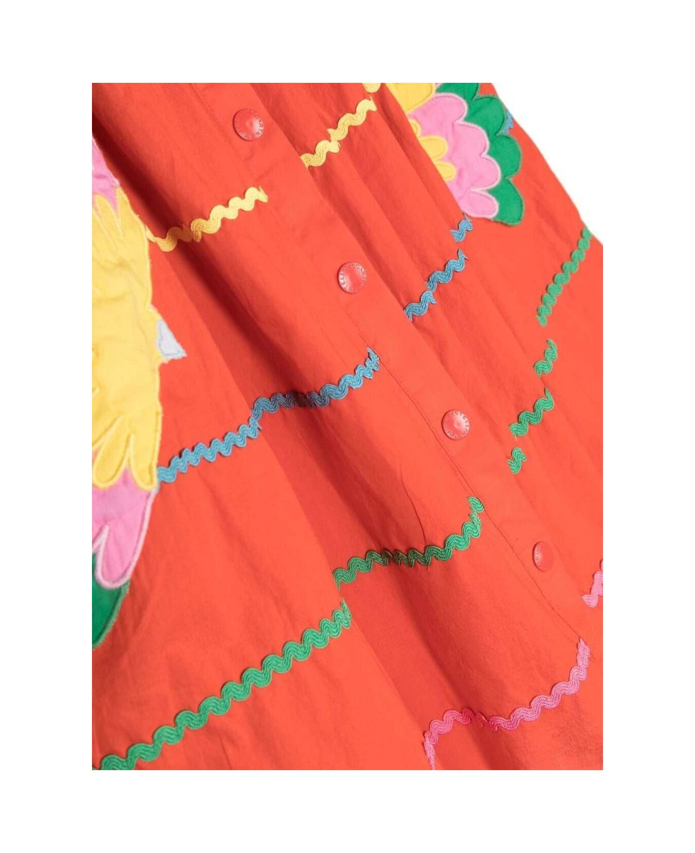 Stella McCartney Kids Buttoned-up Skirt With Graphic Print In Orange Cotton Woman - Red ボトムス