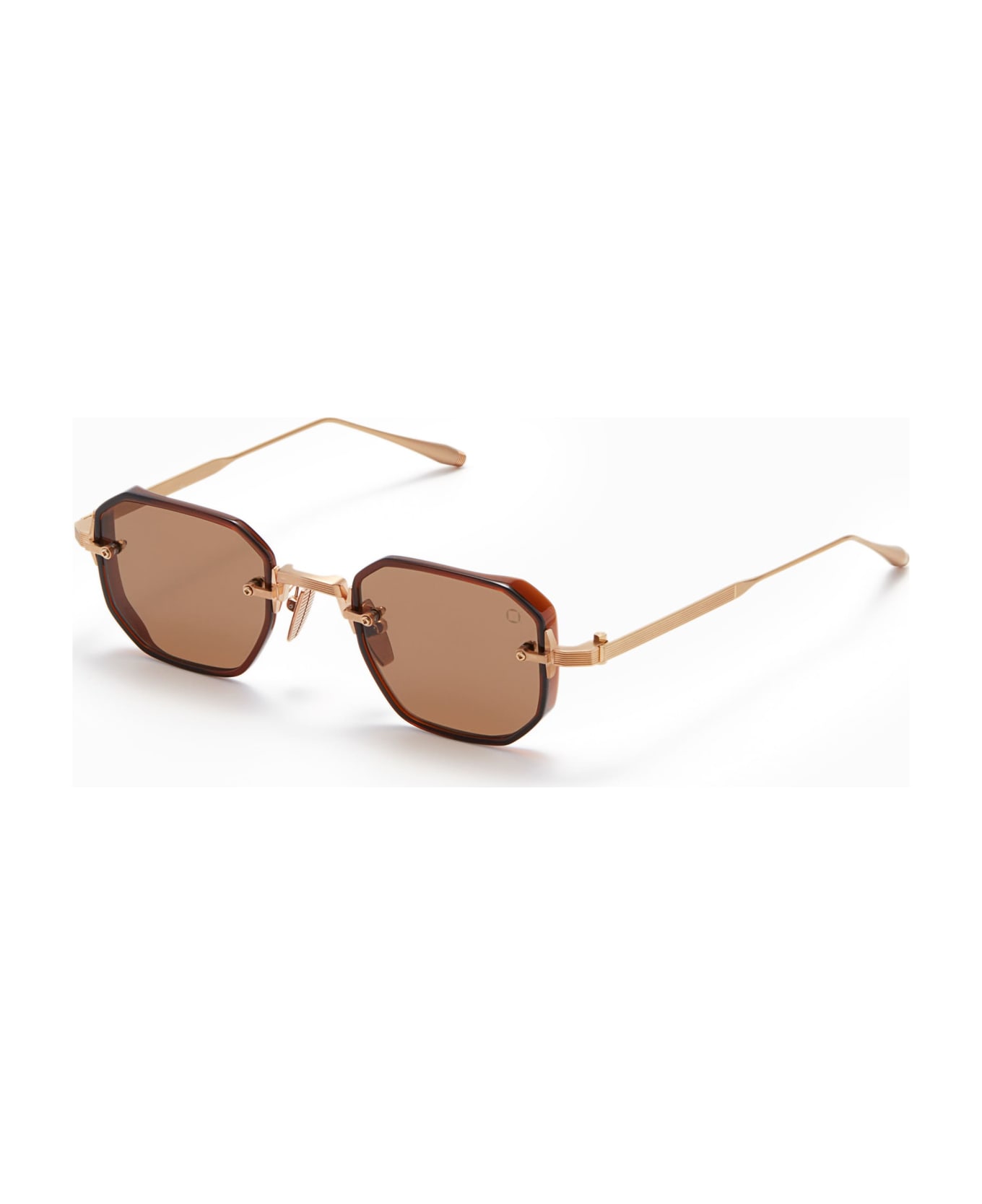 Akoni Juno-two - Brushed Gold / Brown Crystal Sunglasses - Gold