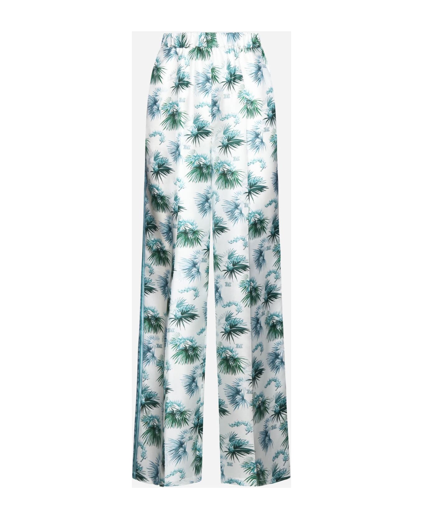 Max Mara Umile Silk Print Trousers - Pergamena