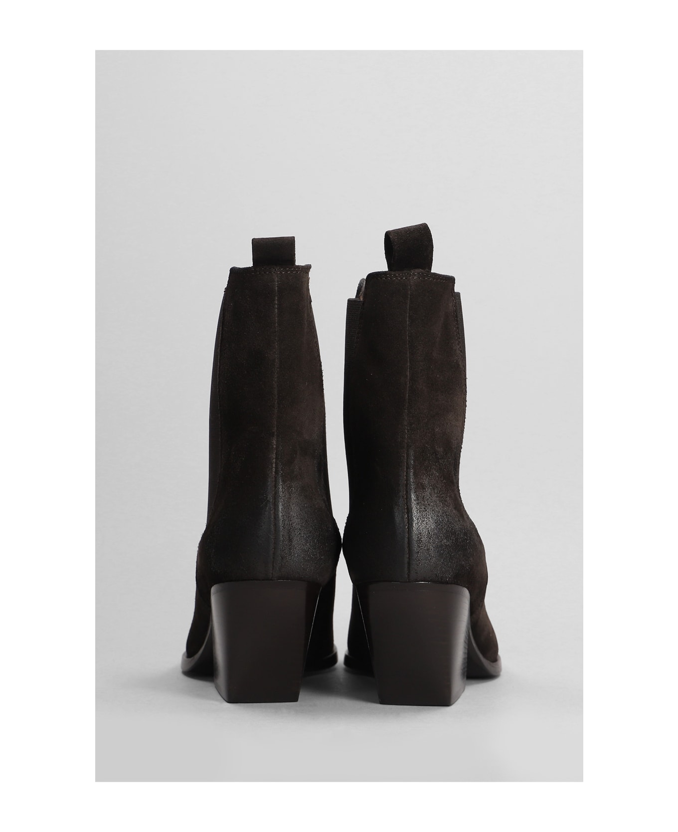 Elena Iachi Texan Ankle Boots In Brown Suede - brown