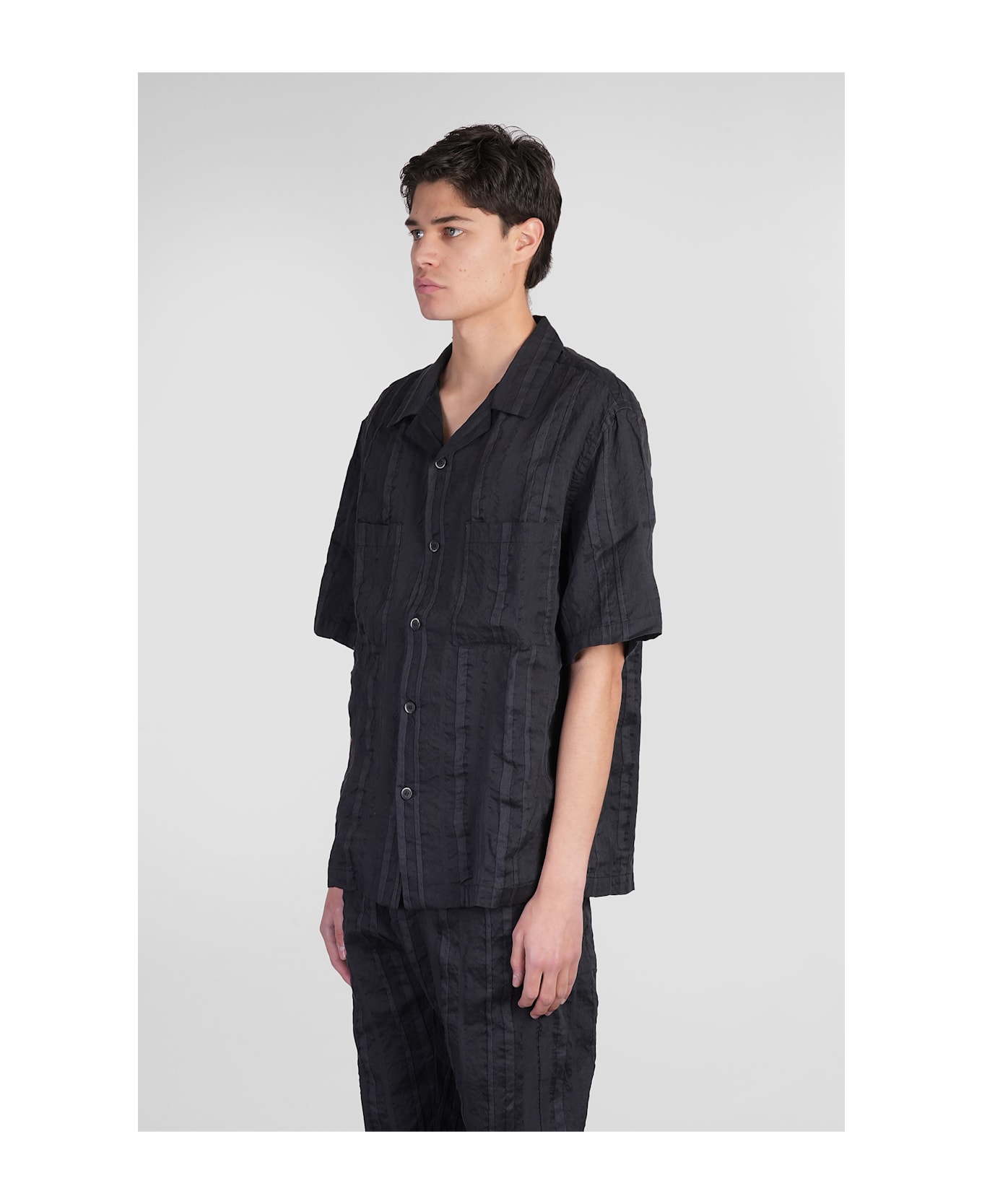 Barena Solana Shirt In Black Linen - black