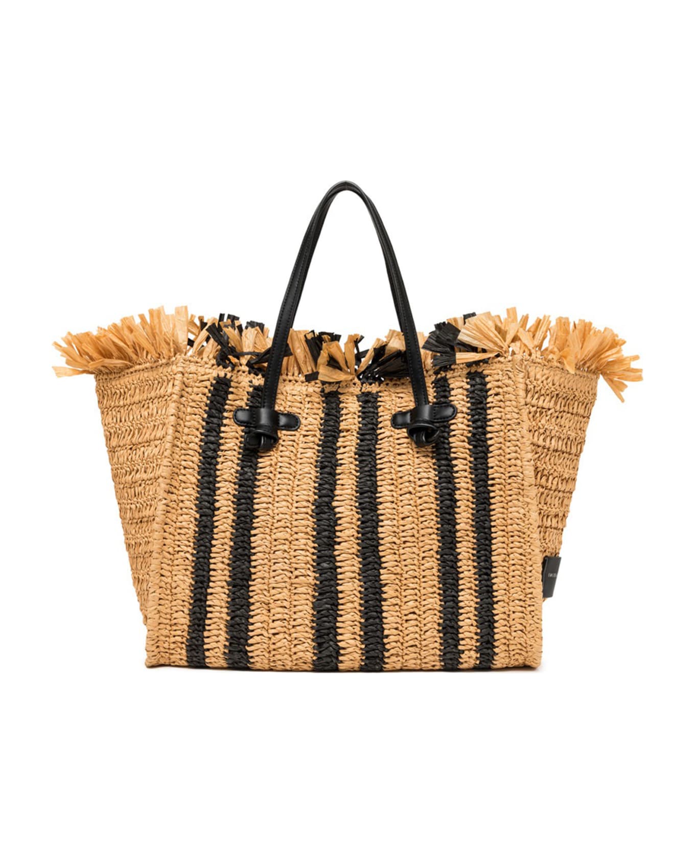 Gianni Chiarini Marcella Shopping Bag With Straw - NERO トートバッグ