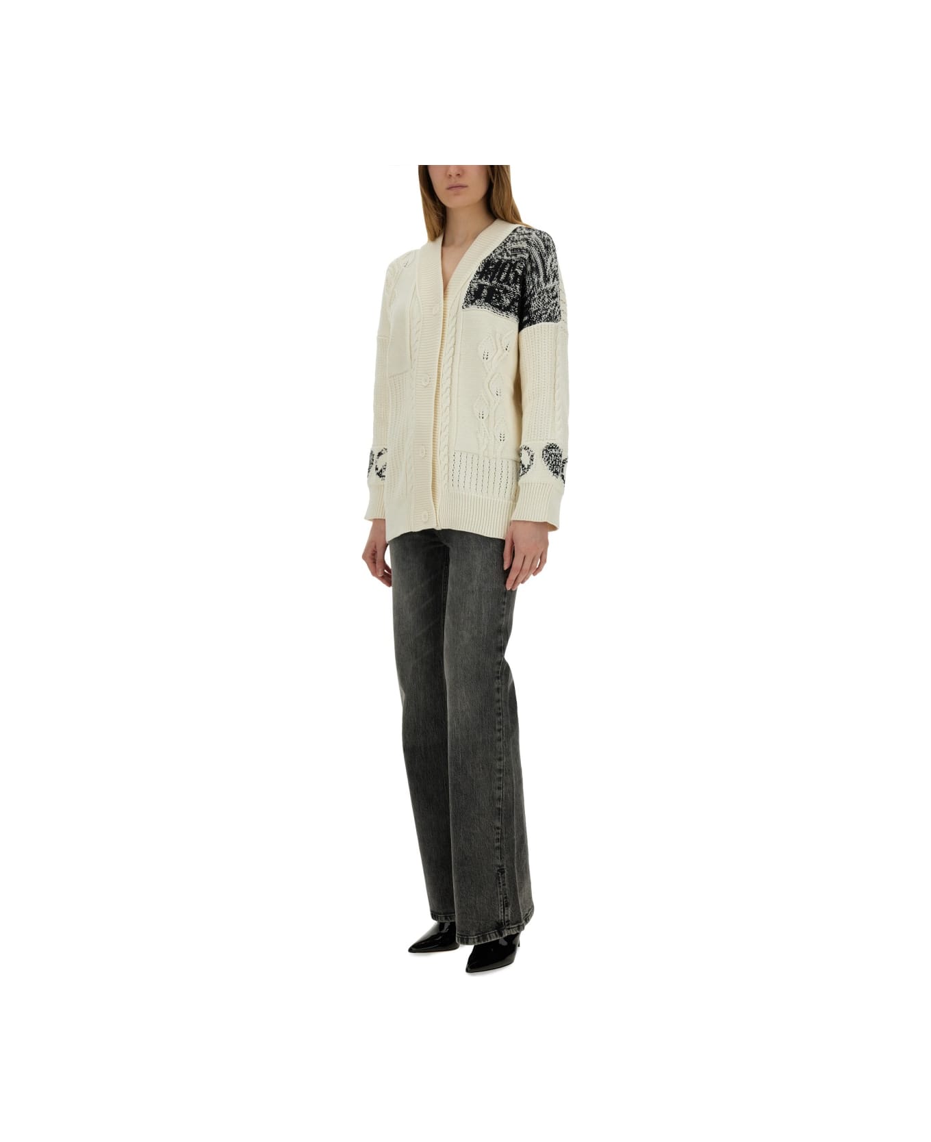 M05CH1N0 Jeans Cotton Knit Cardigan - IVORY