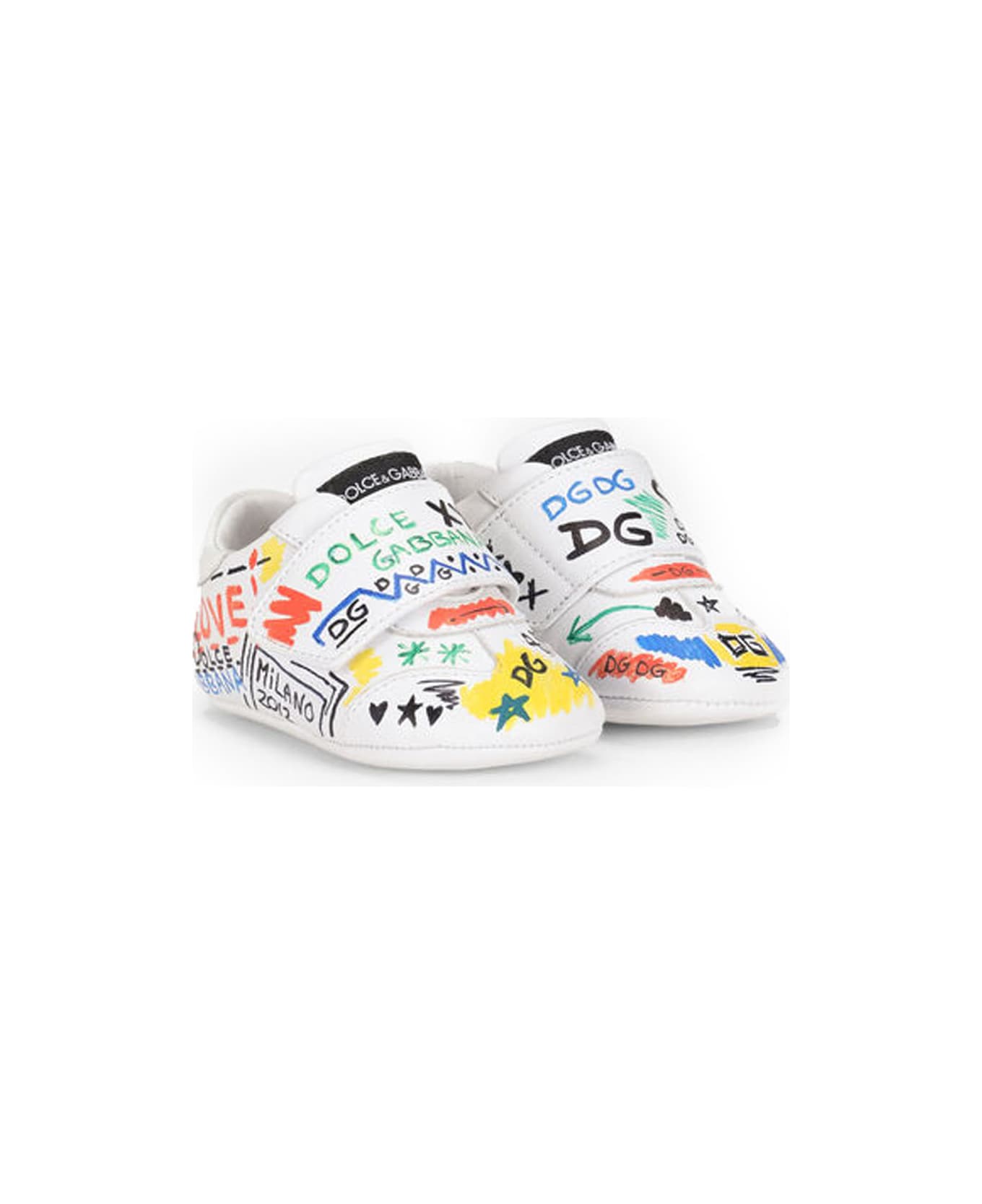 Dolce & Gabbana Strap Sneakers With Written Print - Multicolor シューズ