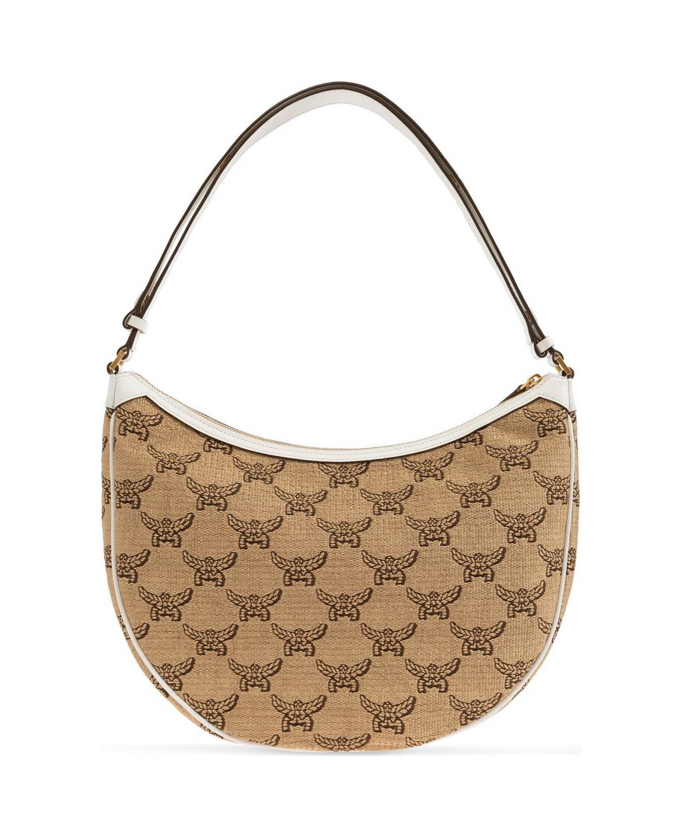 MCM Logo Printed Shoulder Bag - NEUTRALS