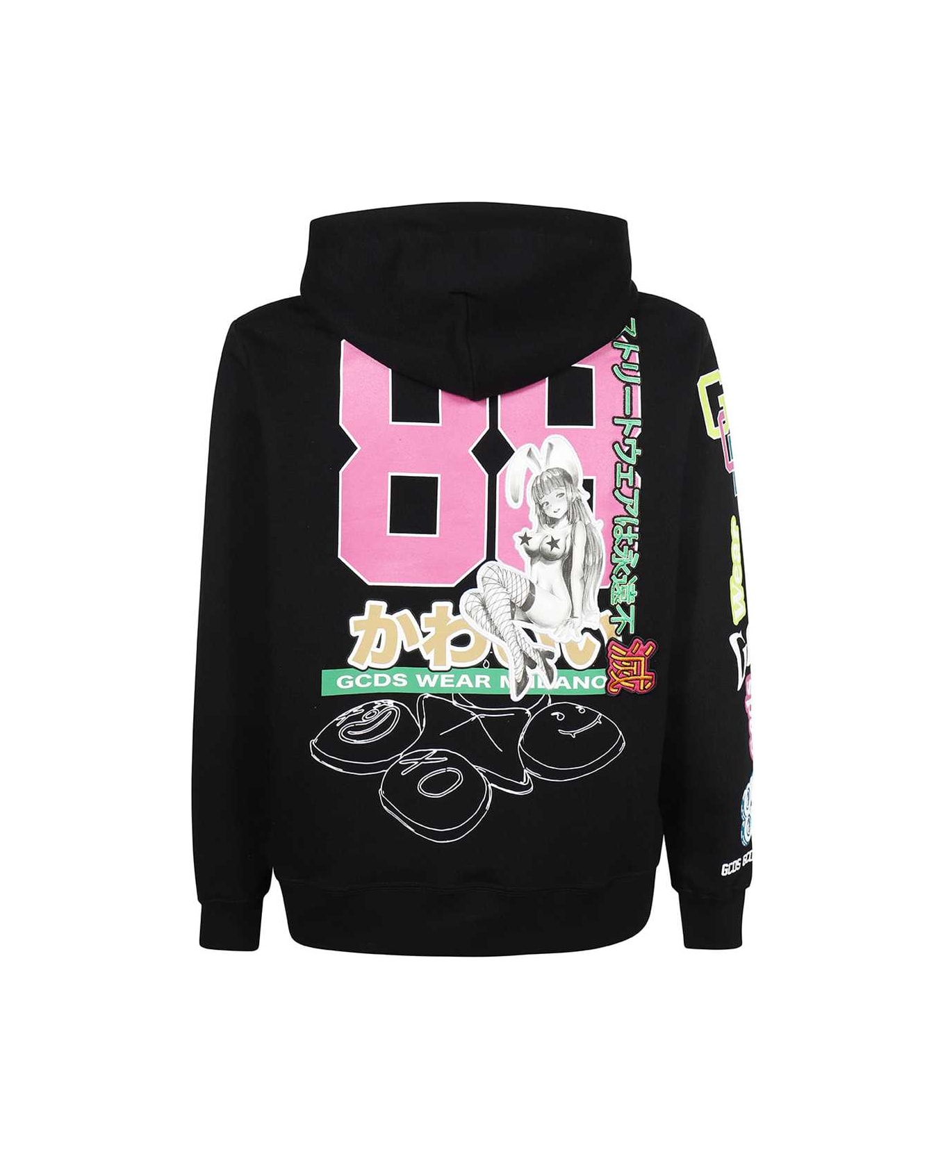 GCDS Cotton Hoodie - black