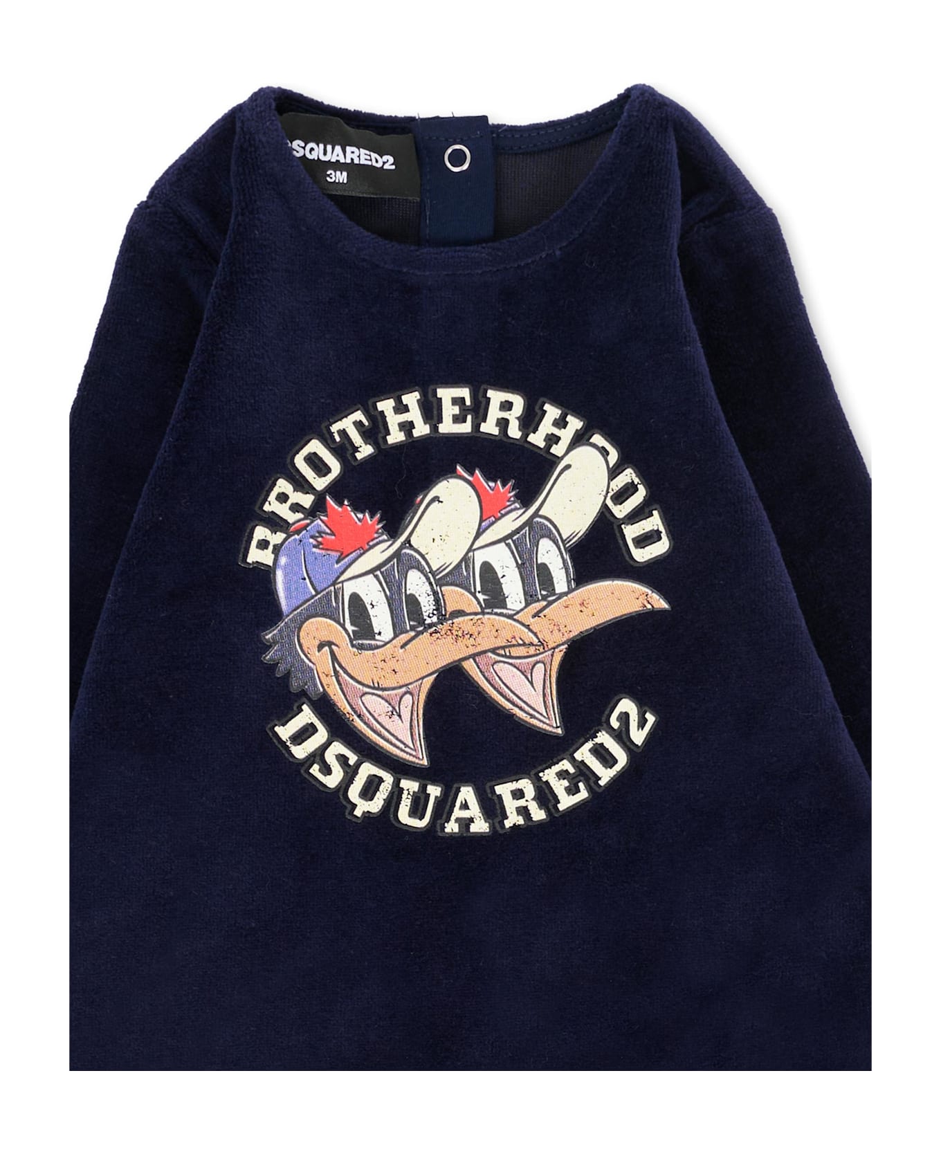 Dsquared2 Blue Babygrow For Baby Boy With Duck Print - Blue