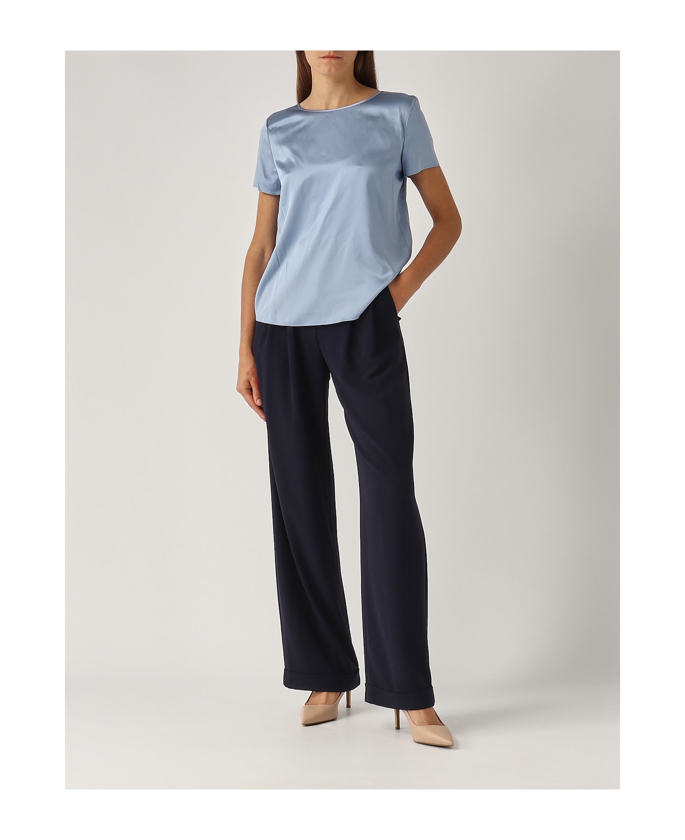 Emporio Armani Silk Top-wear - AZZURRO CHIARO