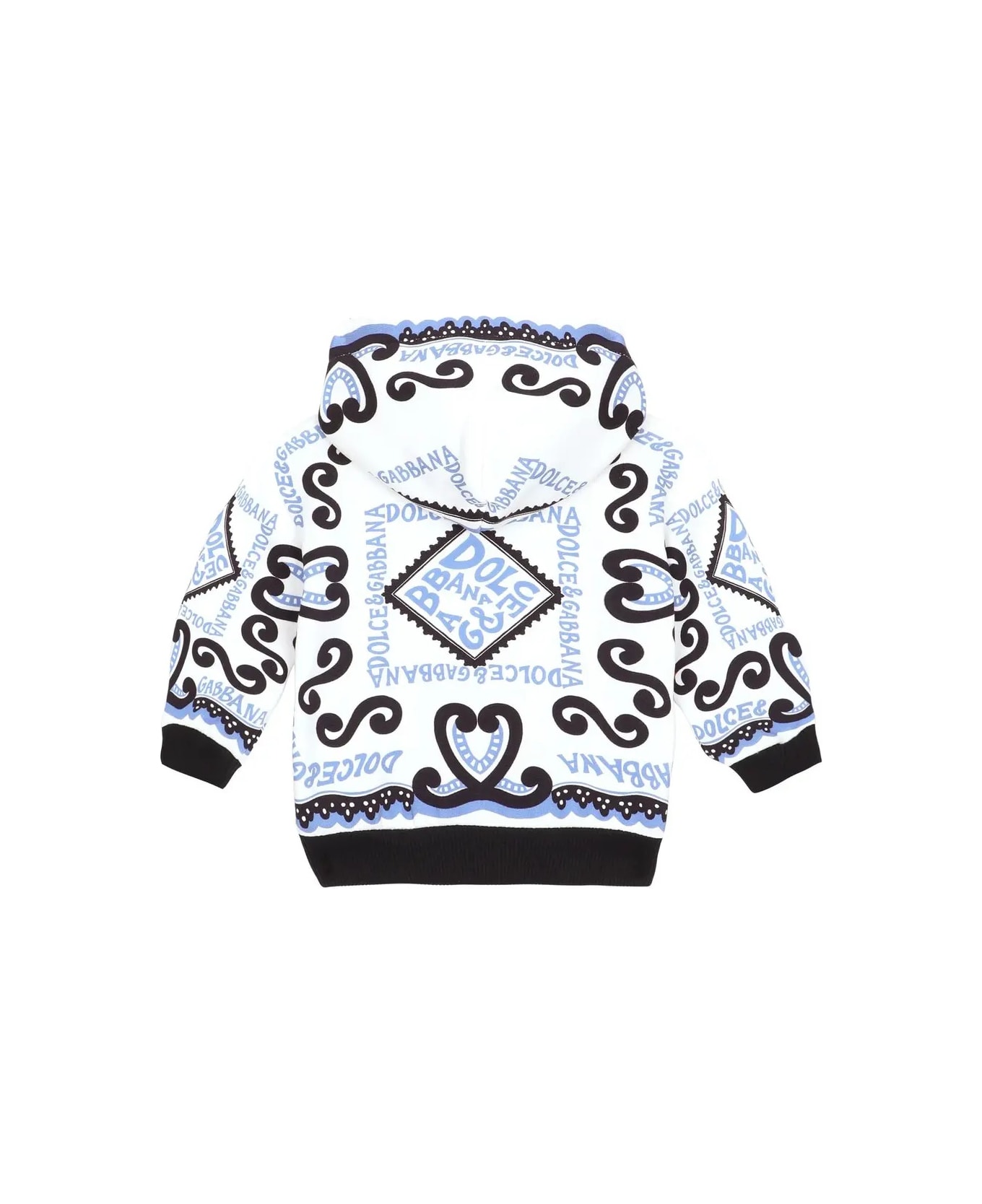 Dolce & Gabbana Marina Print Jersey Zip-up Hoodie - Blue