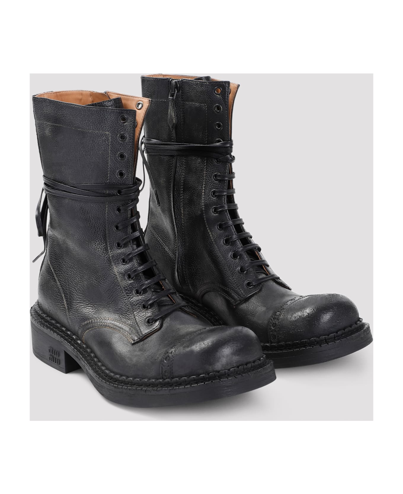 Miu Miu Laced Ankle Boots - Nero