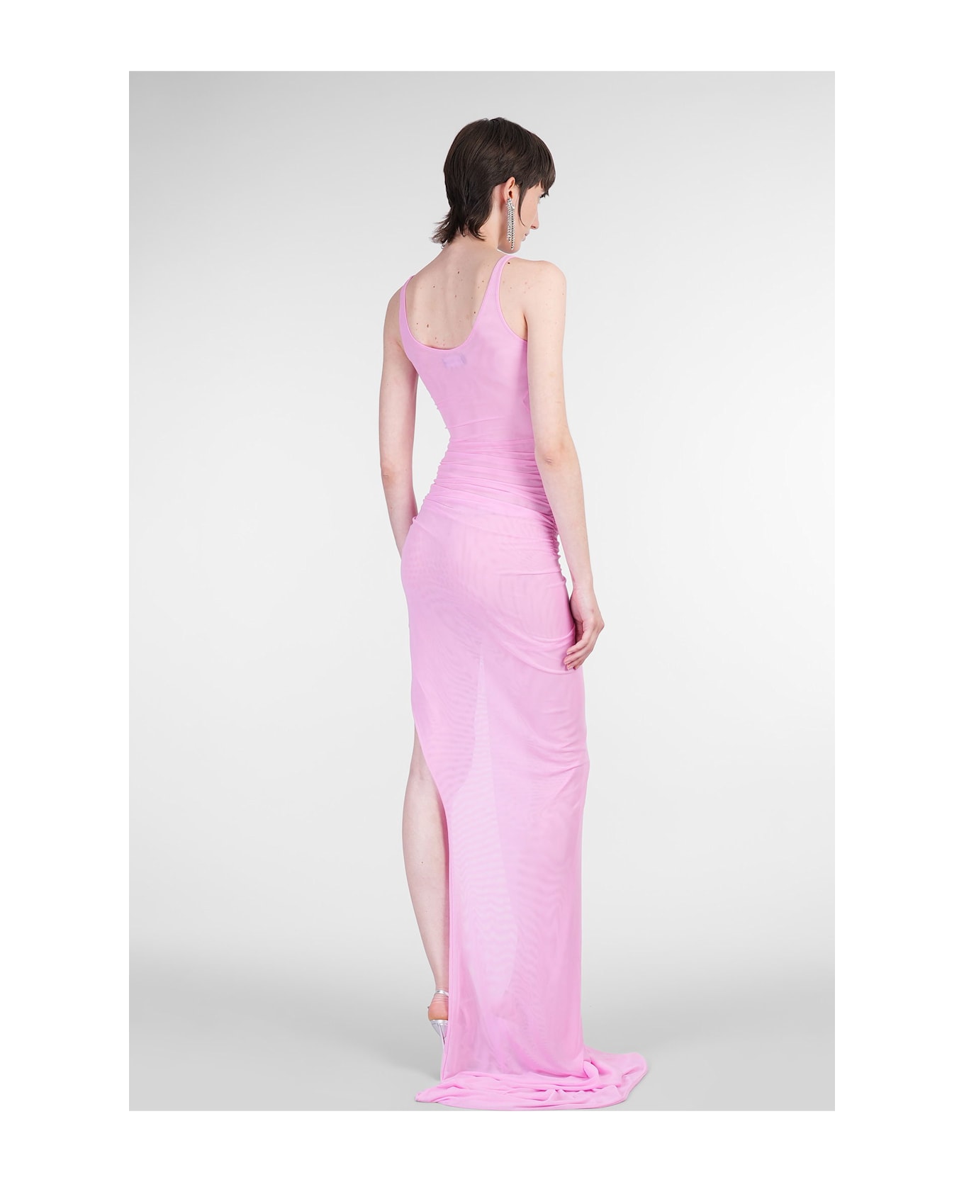 David Koma Long Dress In Rose-pink Polyamide - rose-pink
