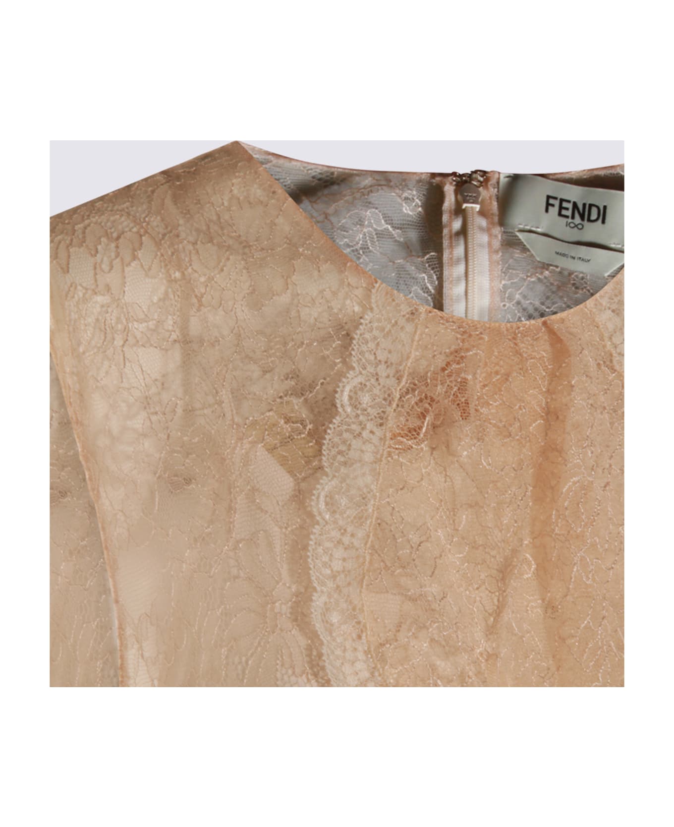 Fendi Beige Cotton Dress - RUST