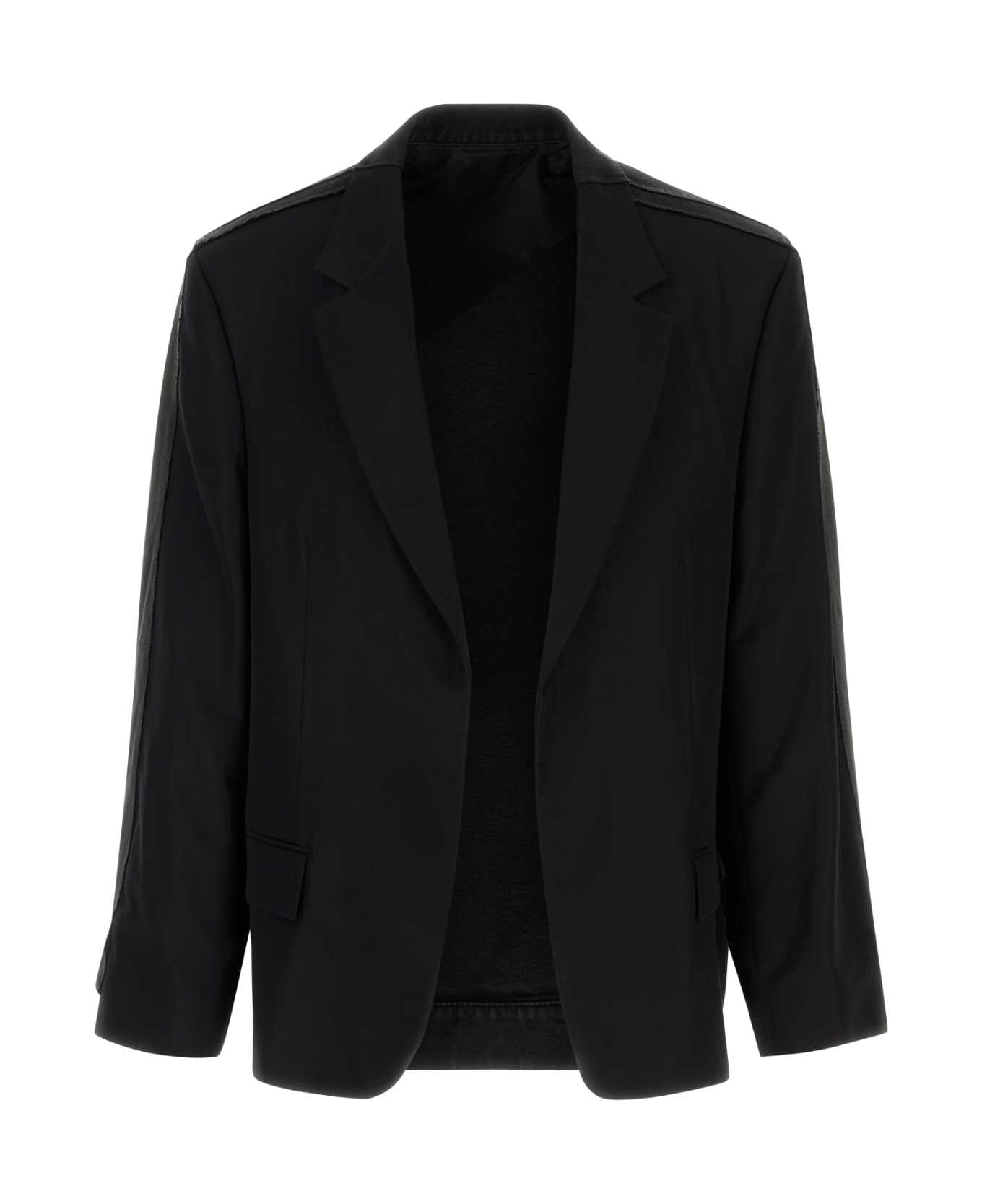Balenciaga Black Twill And Denim Oversize Blazer - Black