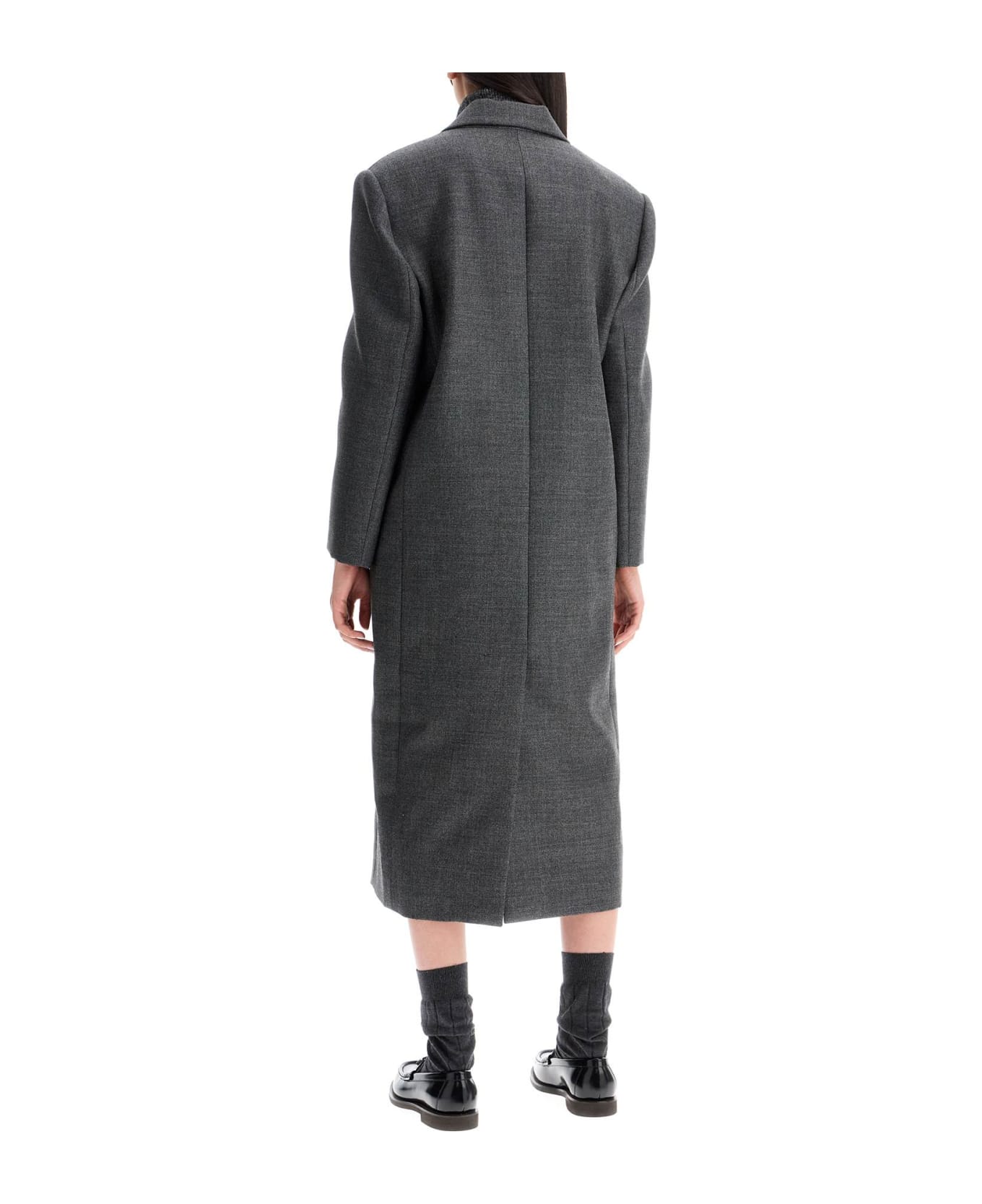 Brunello Cucinelli Woolen Overcoat In Canvas Fabric - GRIGIO SCURO (Grey) コート